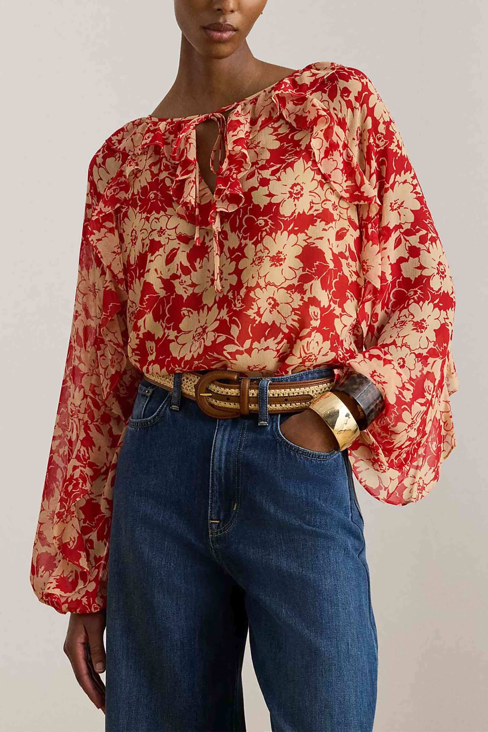 Lauren Ralph Lauren γυναικεία μπλούζα με floral print και βολάν Relaxed Fit