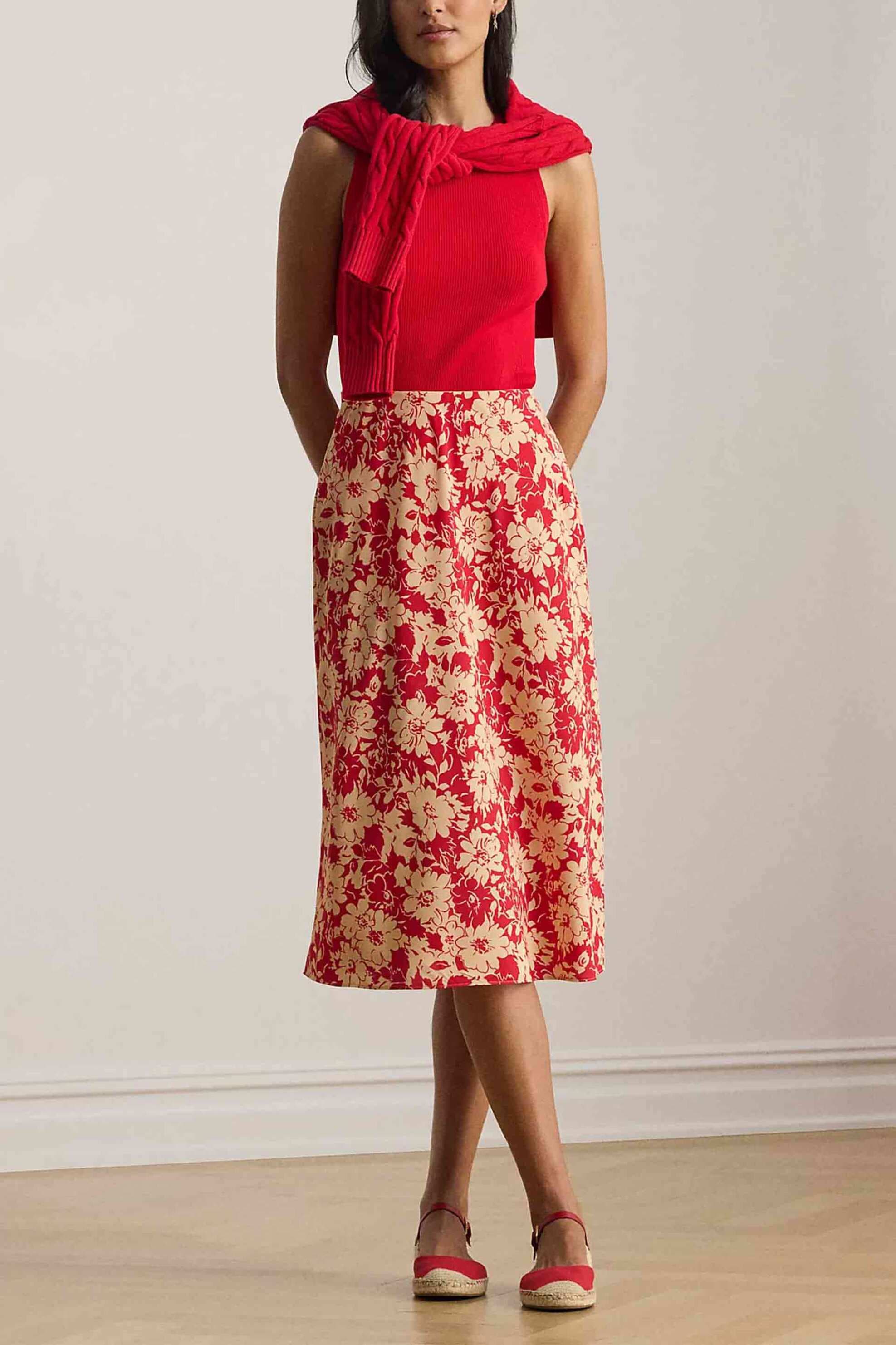Lauren Ralph Lauren γυναικεία midi φούστα με ελαστική μέση και floral print A-line | 42