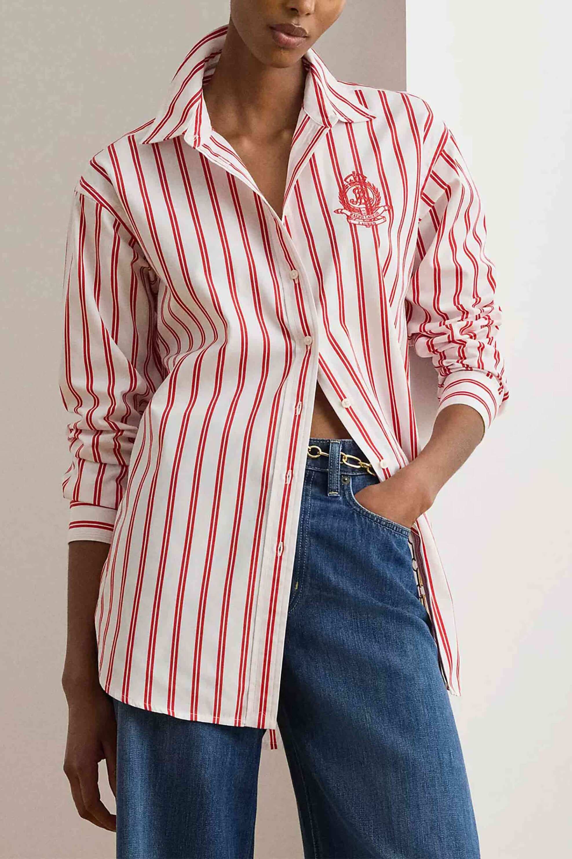 Lauren Ralph Lauren γυναικείο πουκάμισο με ριγέ σχέδιο και κεντημένο λογότυπο Relaxed Fit