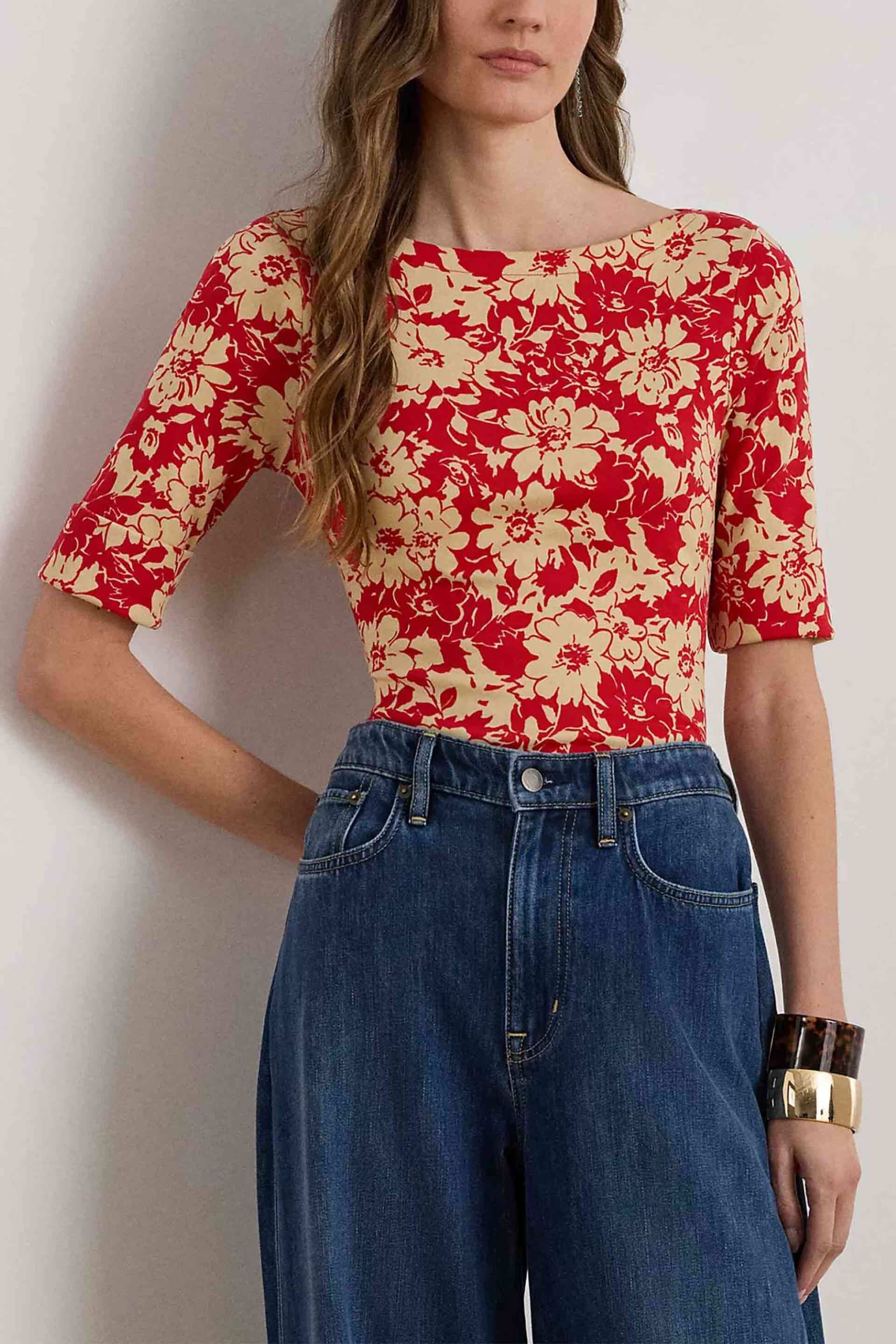 Lauren Ralph Lauren γυναικεία μπλούζα με floral print και boat λαιμόκοψη Slim Fit