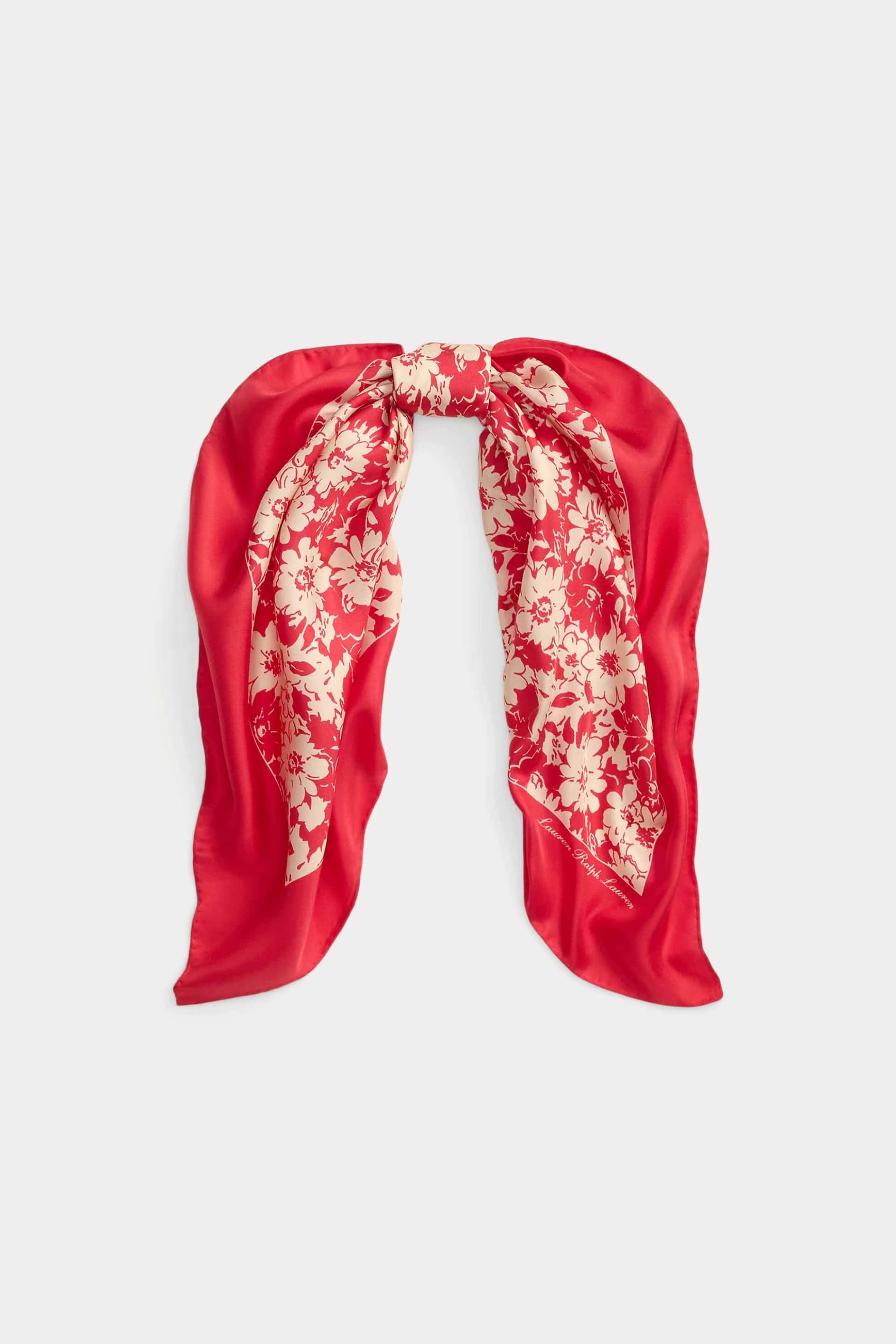 Lauren Ralph Lauren γυναικείο μεταξωτό φουλάρι με floral print και λογότυπο | ONE SIZE