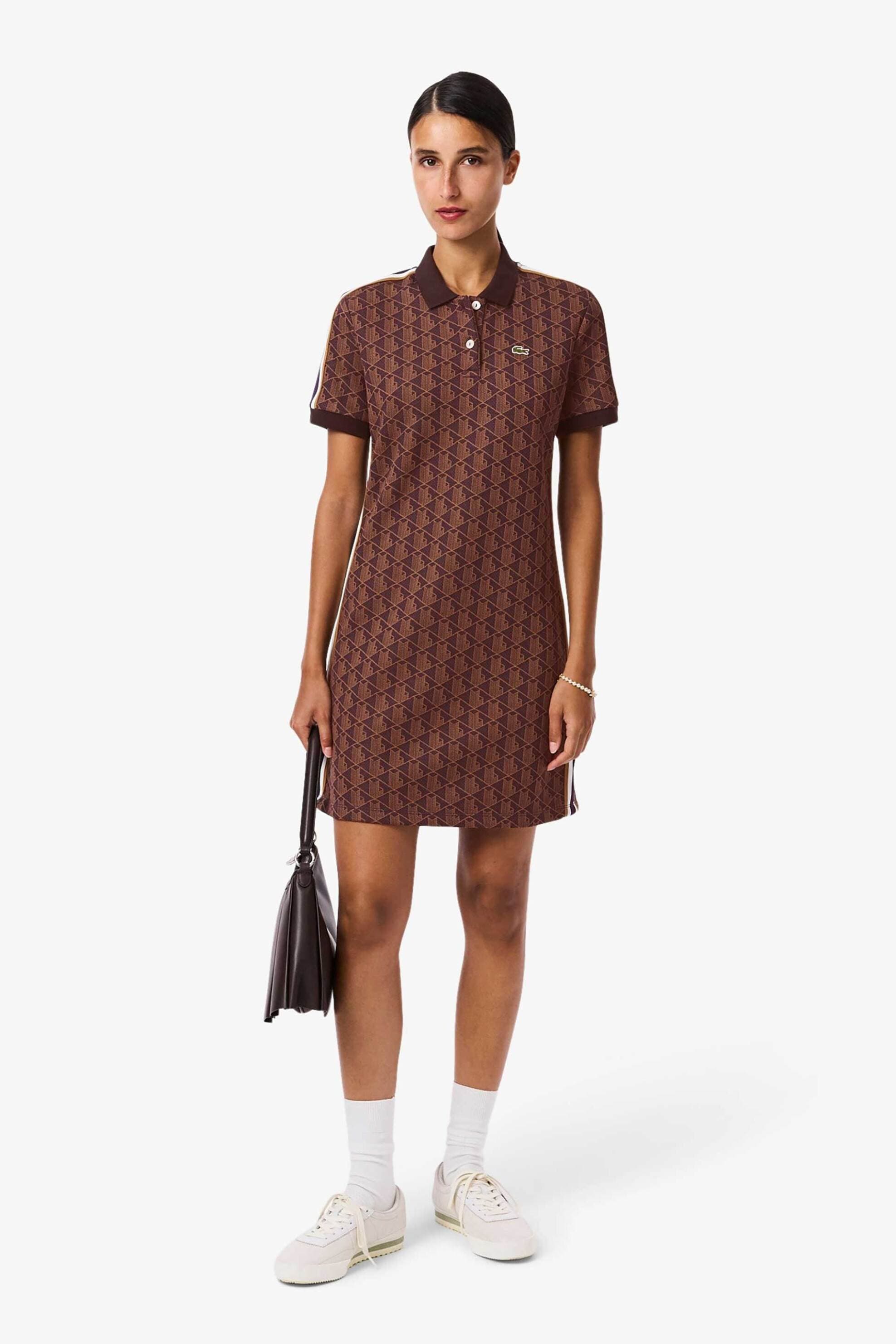 Lacoste γυναικείο mini φόρεμα πόλο με all-over monogram Slim Fit