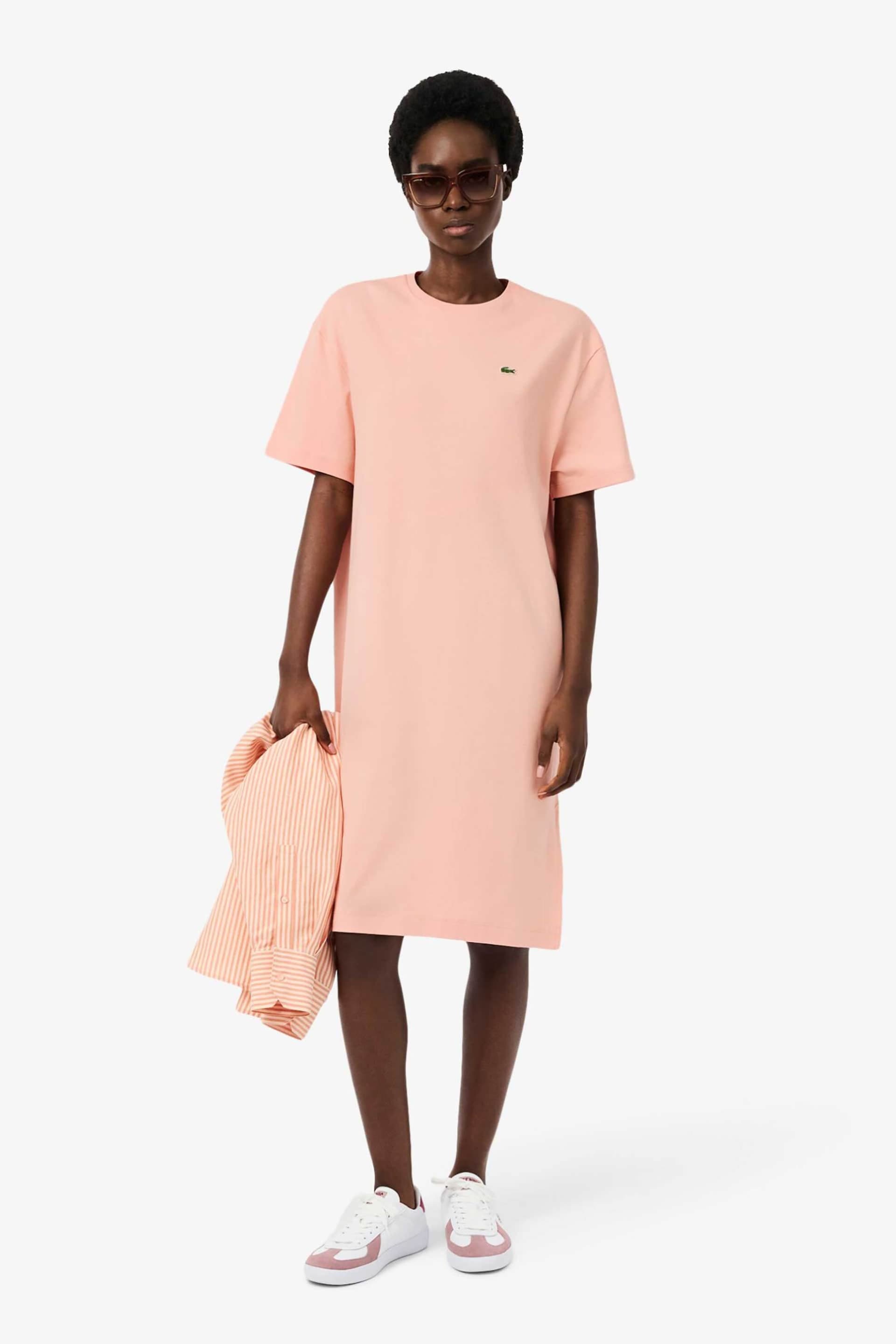 Lacoste γυναικείο midi φόρεμα με κεντημένο λογότυπο Oversized Fit