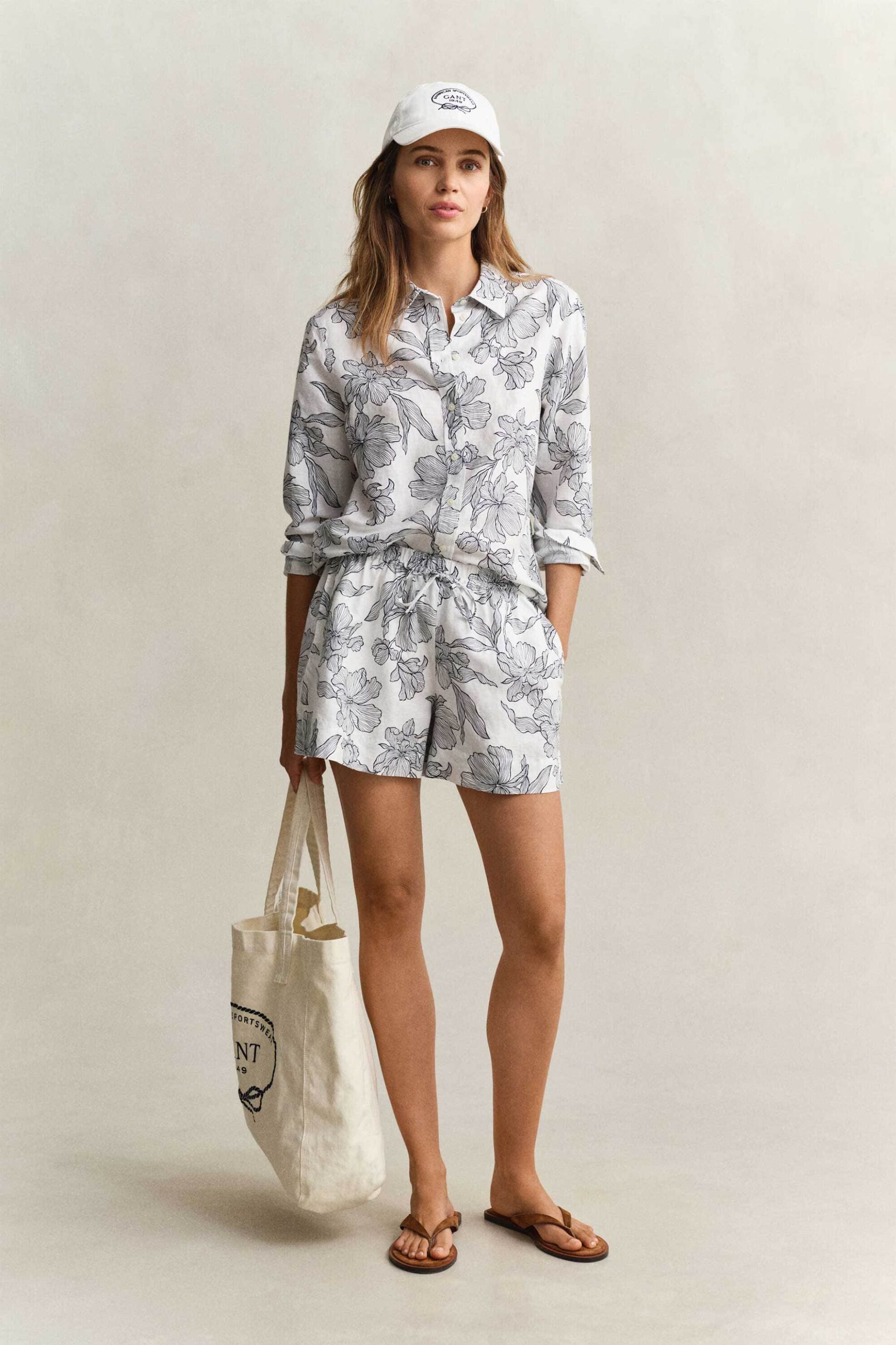 Gant γυναικεία βερμούδα με floral print και ελαστική μέση Relaxed Fit
