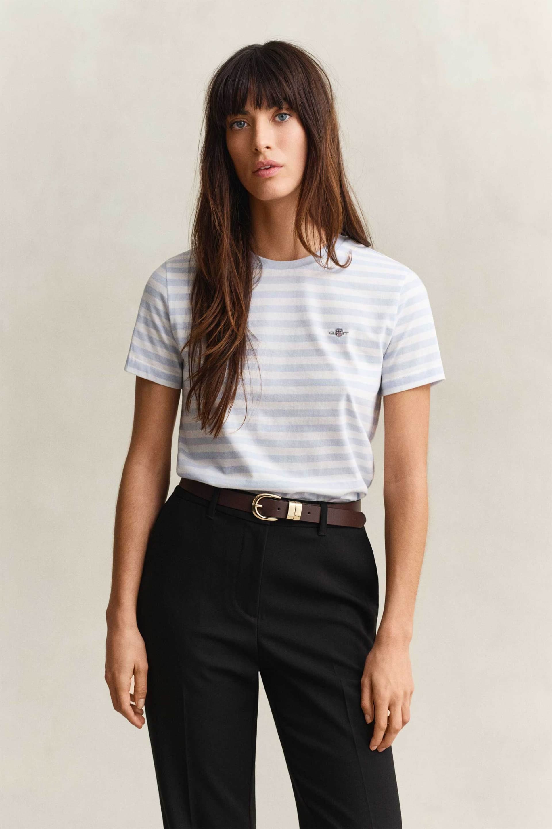Gant γυναικείο T-shirt με ριγέ σχέδιο και κεντημένο λογότυπο Regular Fit