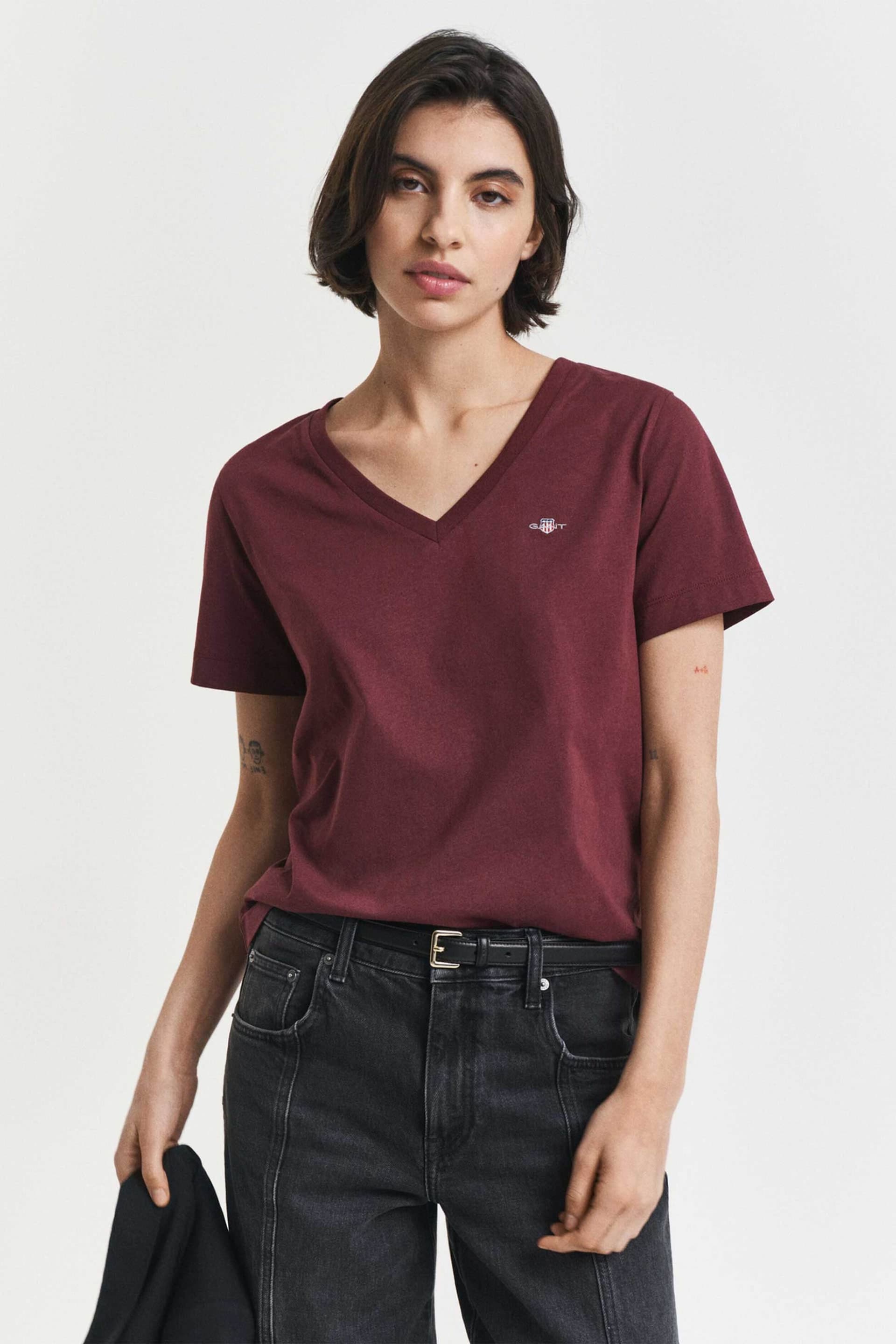 Gant γυναικείο T-shirt μονόχρωμο με κεντημένο λογότυπο Regular Fit