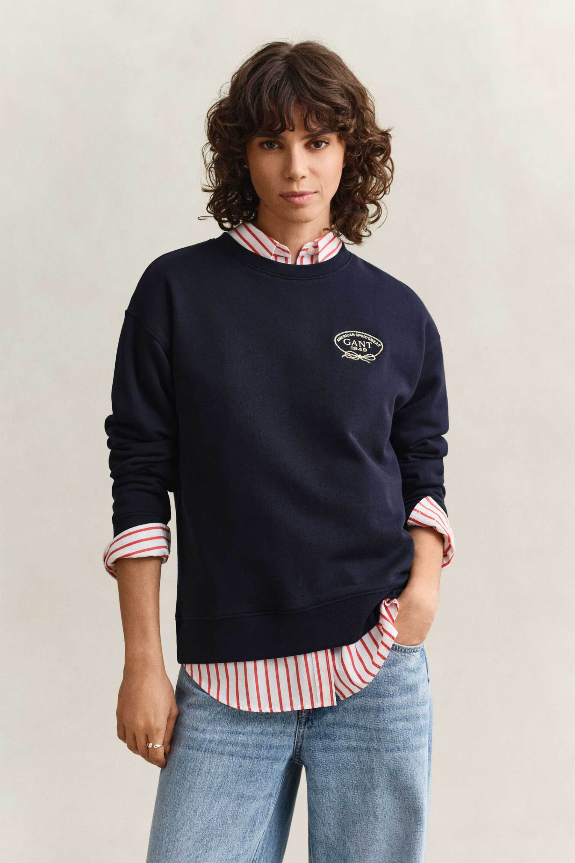 Gant γυναικεία μπλούζα φούτερ με rope graphic logo Regular Fit