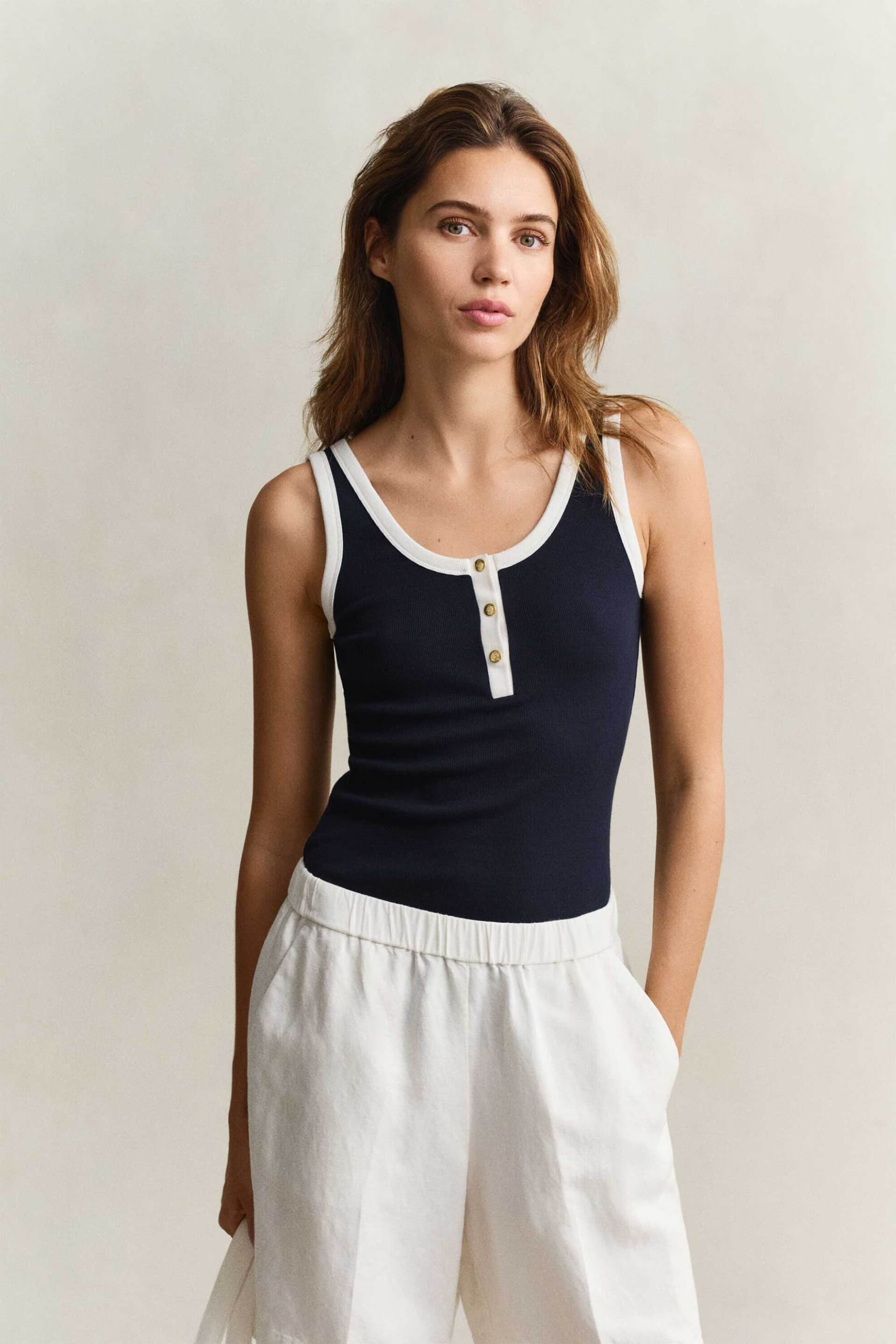 Gant γυναικείο αμάνικο τοπ ribbed με contrast trims Slim Fit