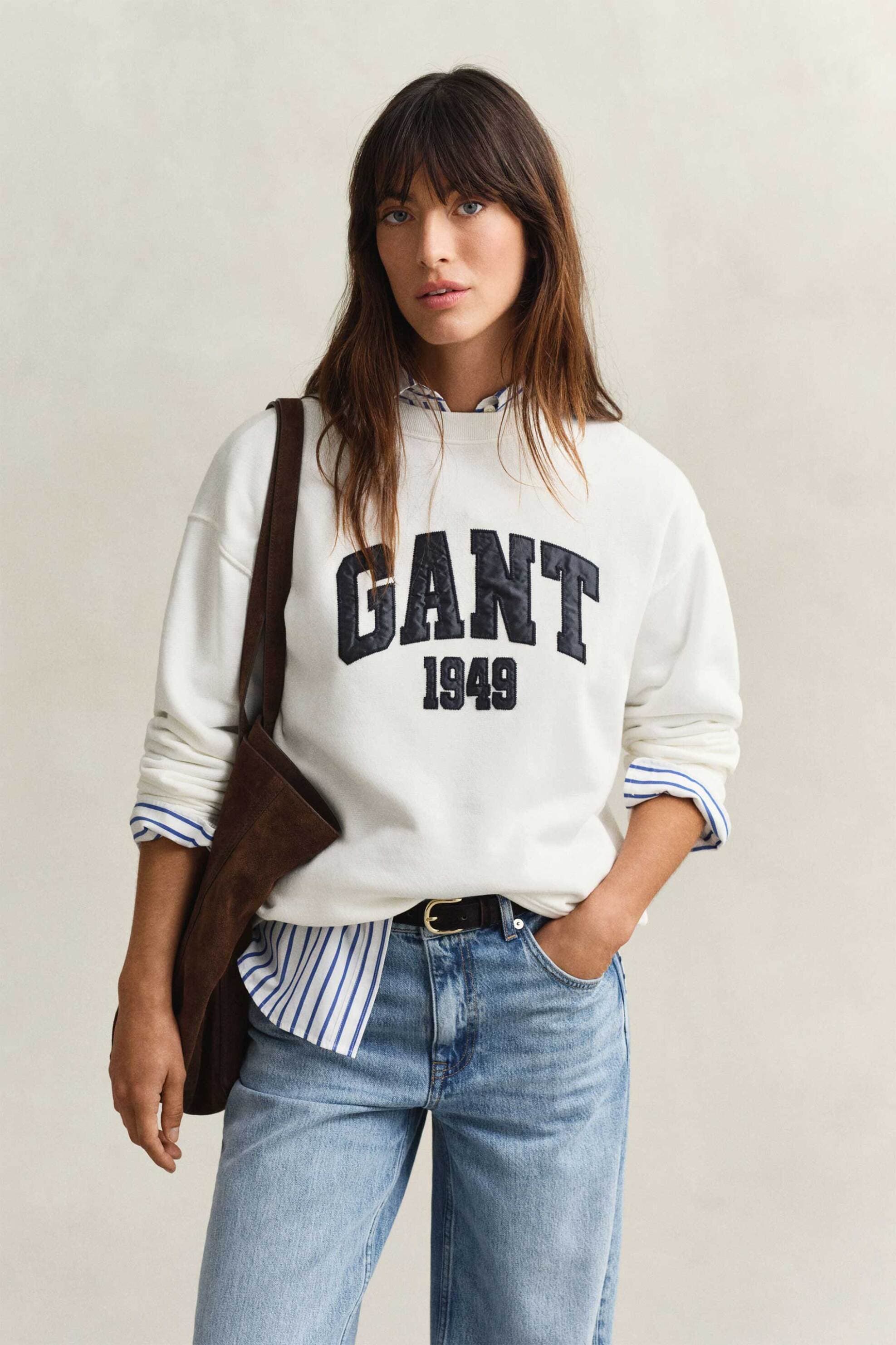 Gant γυναικεία μπλούζα φούτερ με contrast graphic logo Relaxed Fit