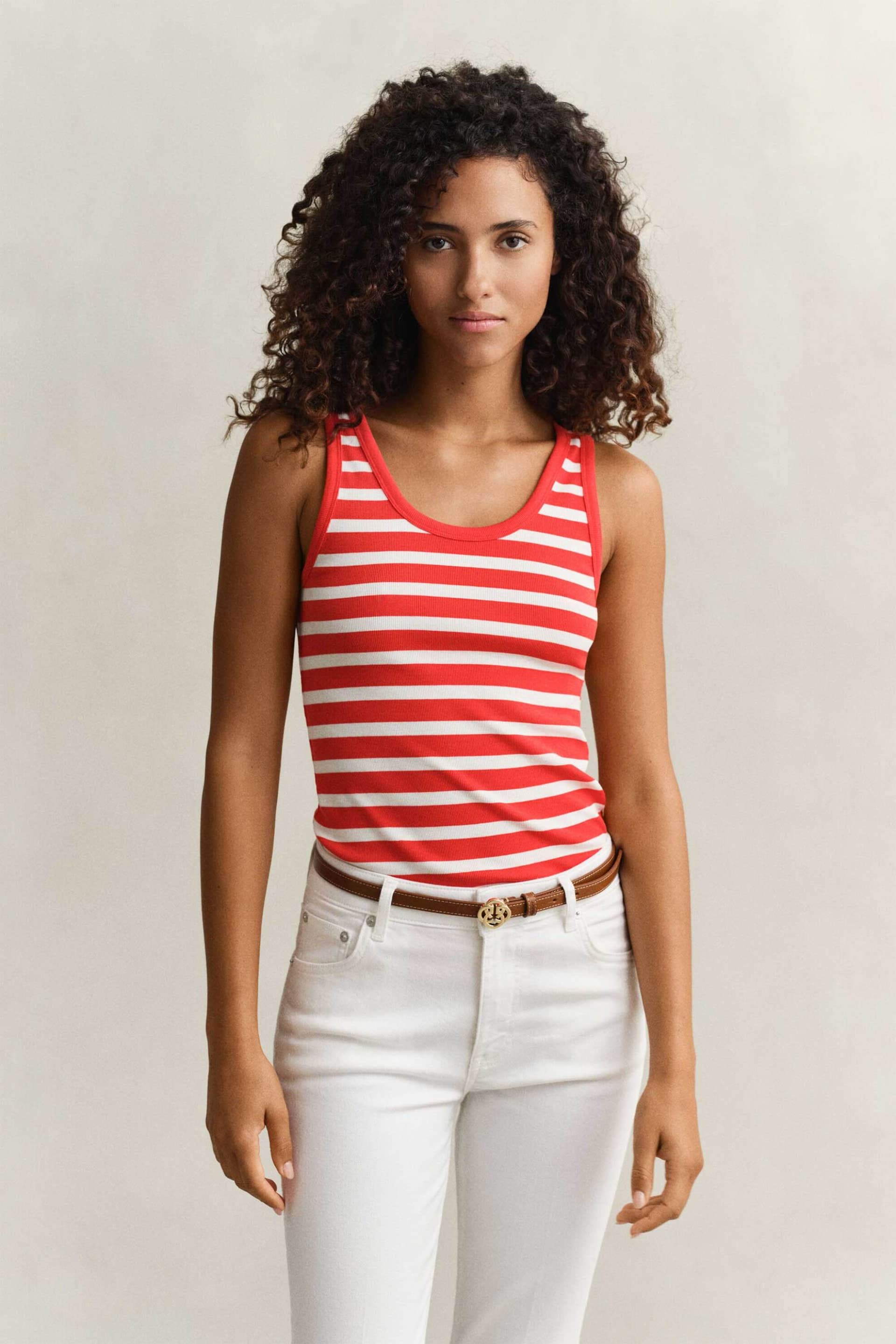 Gant γυναικεία αμάνικη μπλούζα ribbed με ριγέ σχέδιο Slim Fit