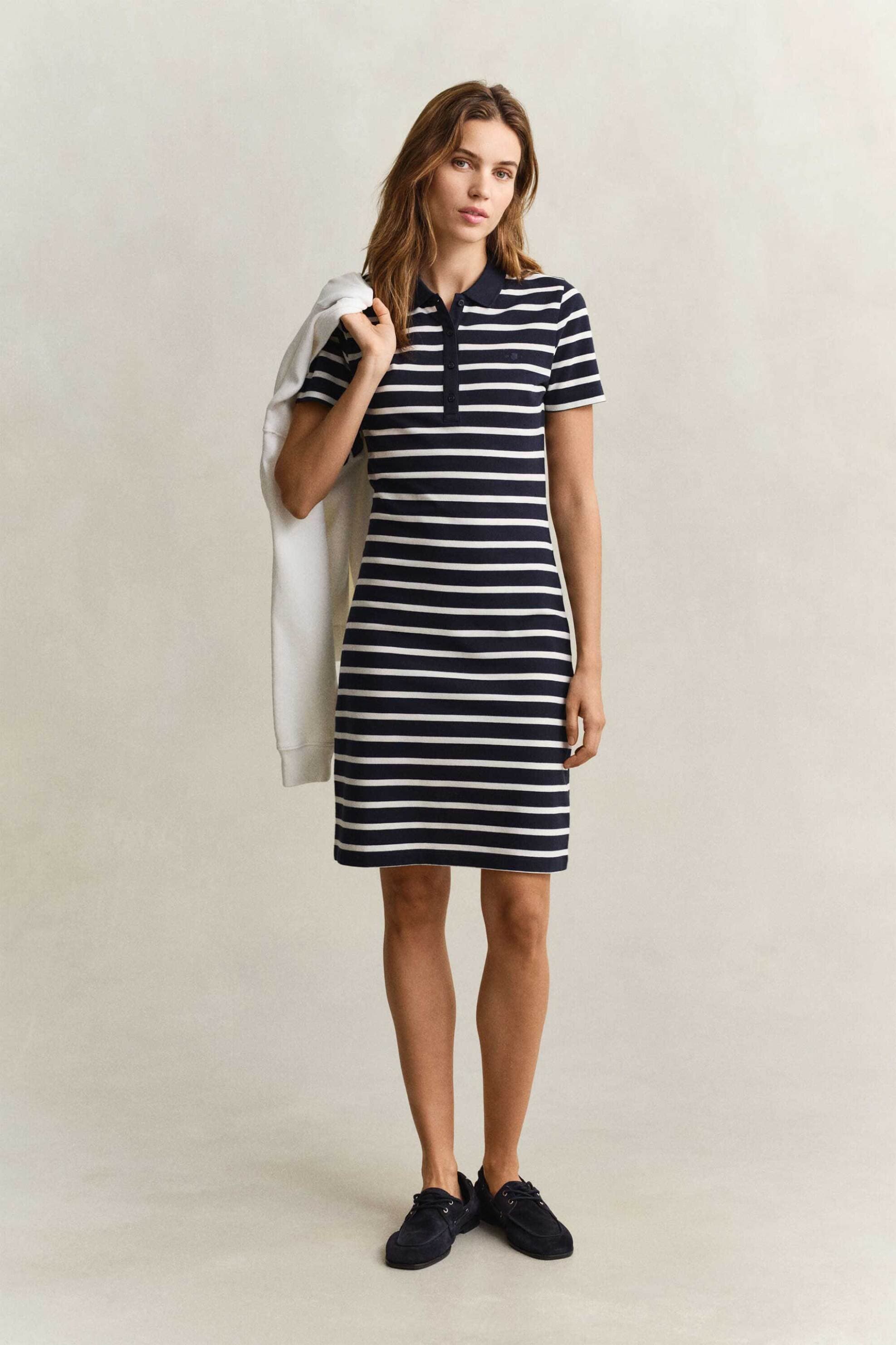 Gant γυναικείο mini φόρεμα πόλο πικέ με ριγέ σχέδιο Slim Fit
