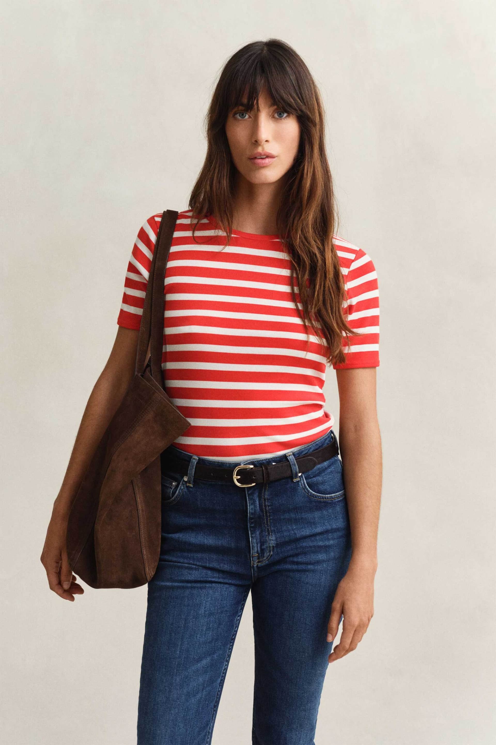 Gant γυναικείο T-shirt ribbed με ριγέ σχέδιο Slim Fit