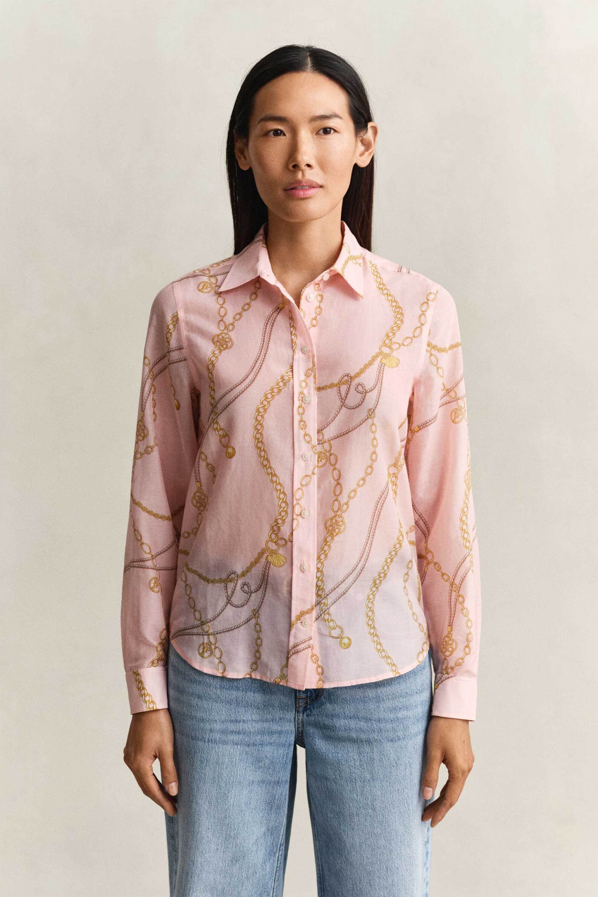 Gant γυναικείο πουκάμισο με μετάξι και print Regular Fit
