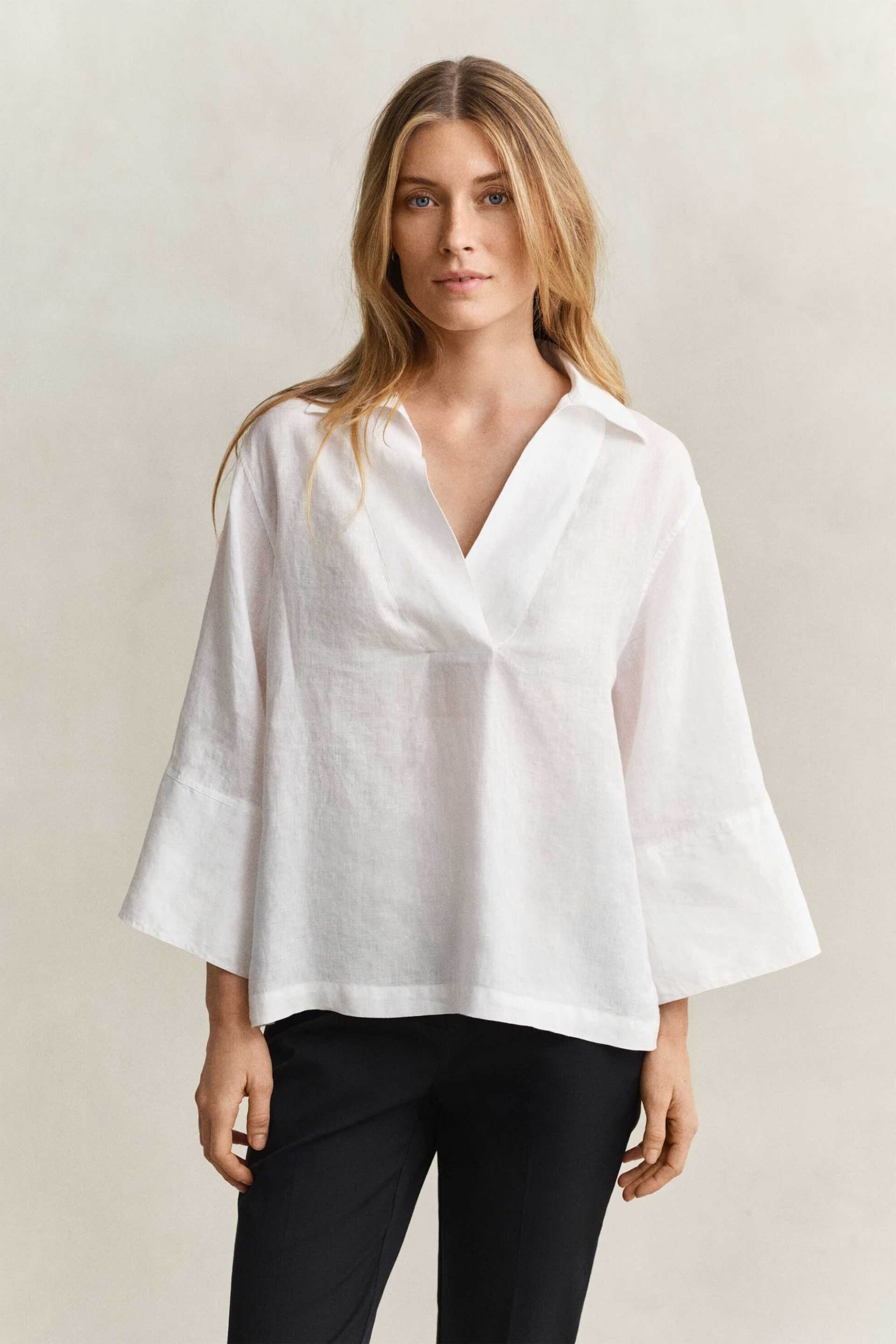Gant γυναικεία λινή μπλούζα με V και μανίκι 3/4 Relaxed Fit