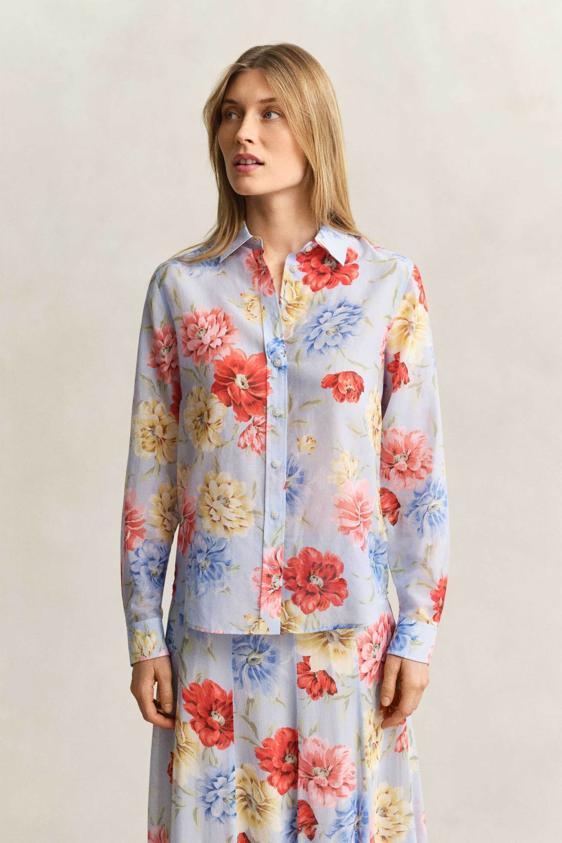 Gant γυναικείο πουκάμισο με μετάξι και floral print Regular Fit