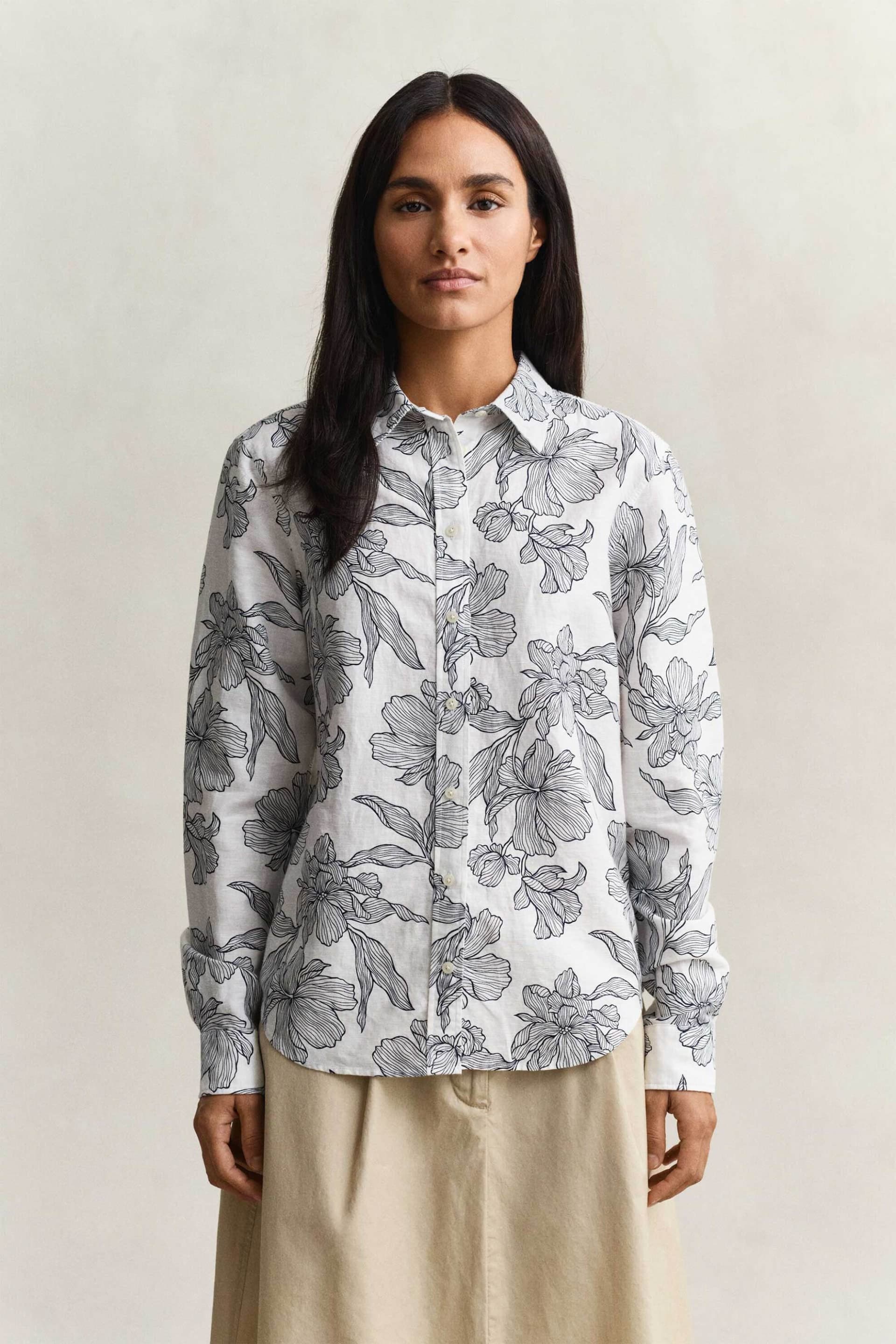 Gant γυναικείο πουκάμισο με λινάρι και floral print Regular Fit