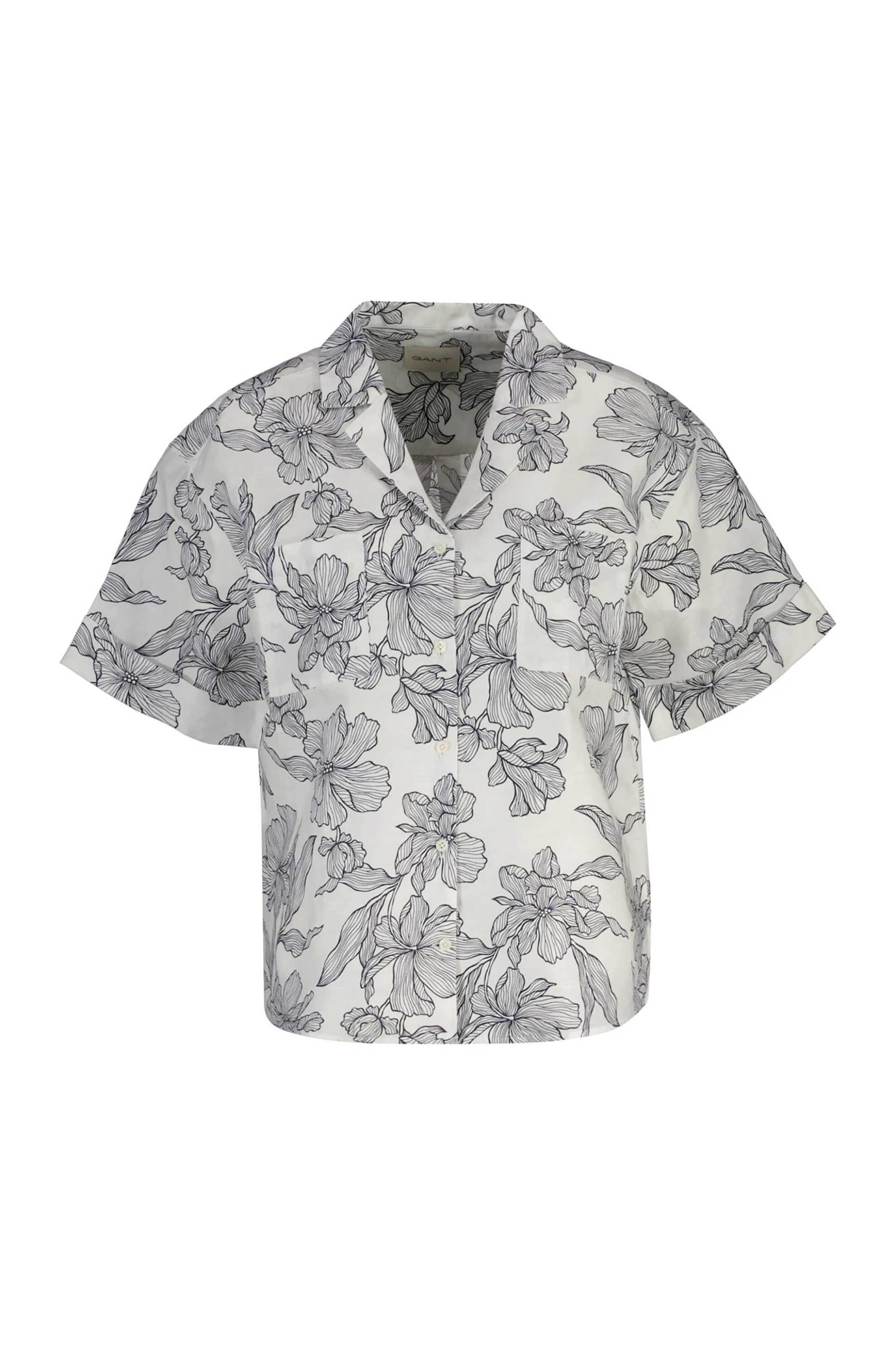 Gant γυναικείο πουκάμισο με λινάρι και floral print Regular Fit