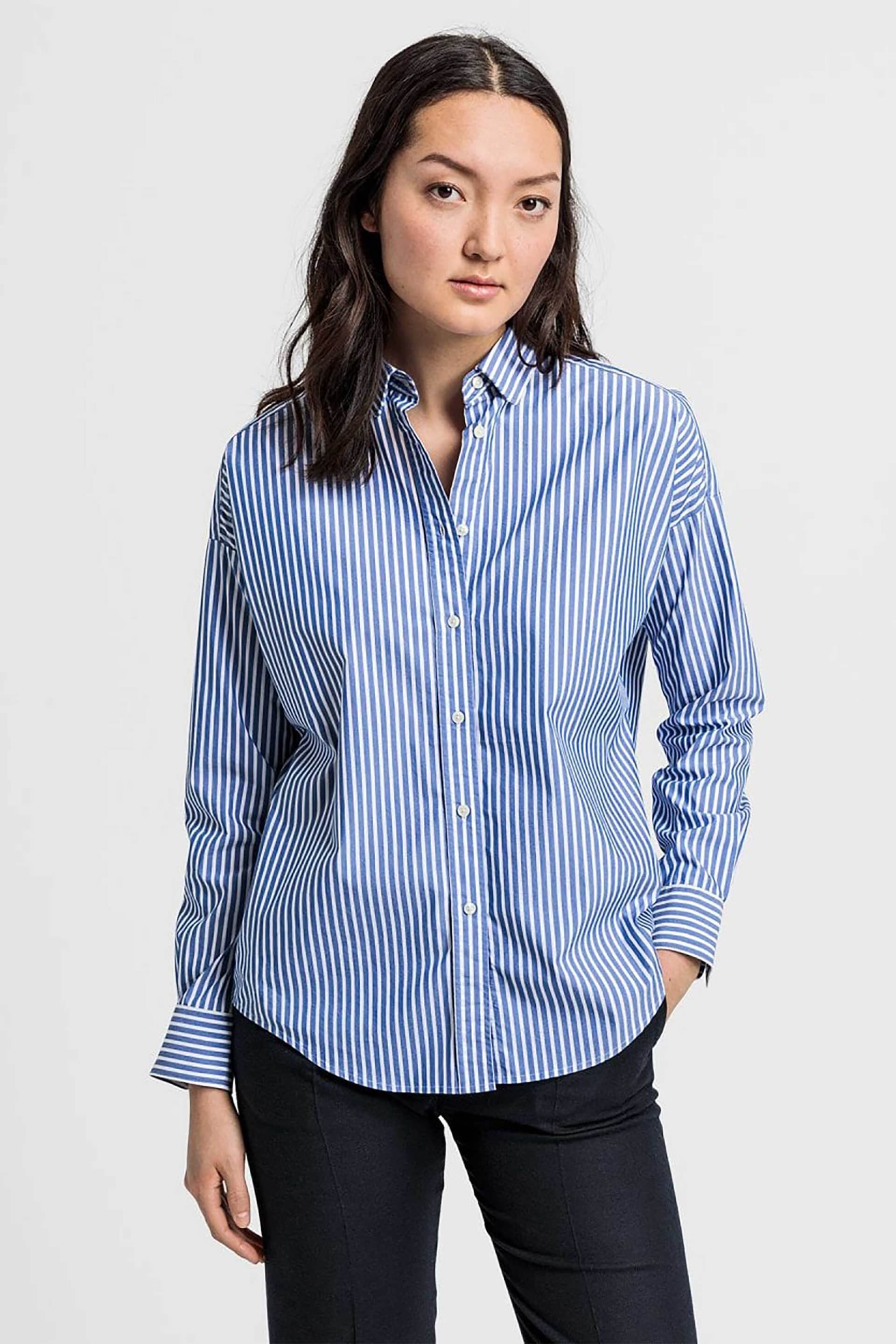 Gant γυναικείο πουκάμισο με ριγέ σχέδιο και κεντημένο logo