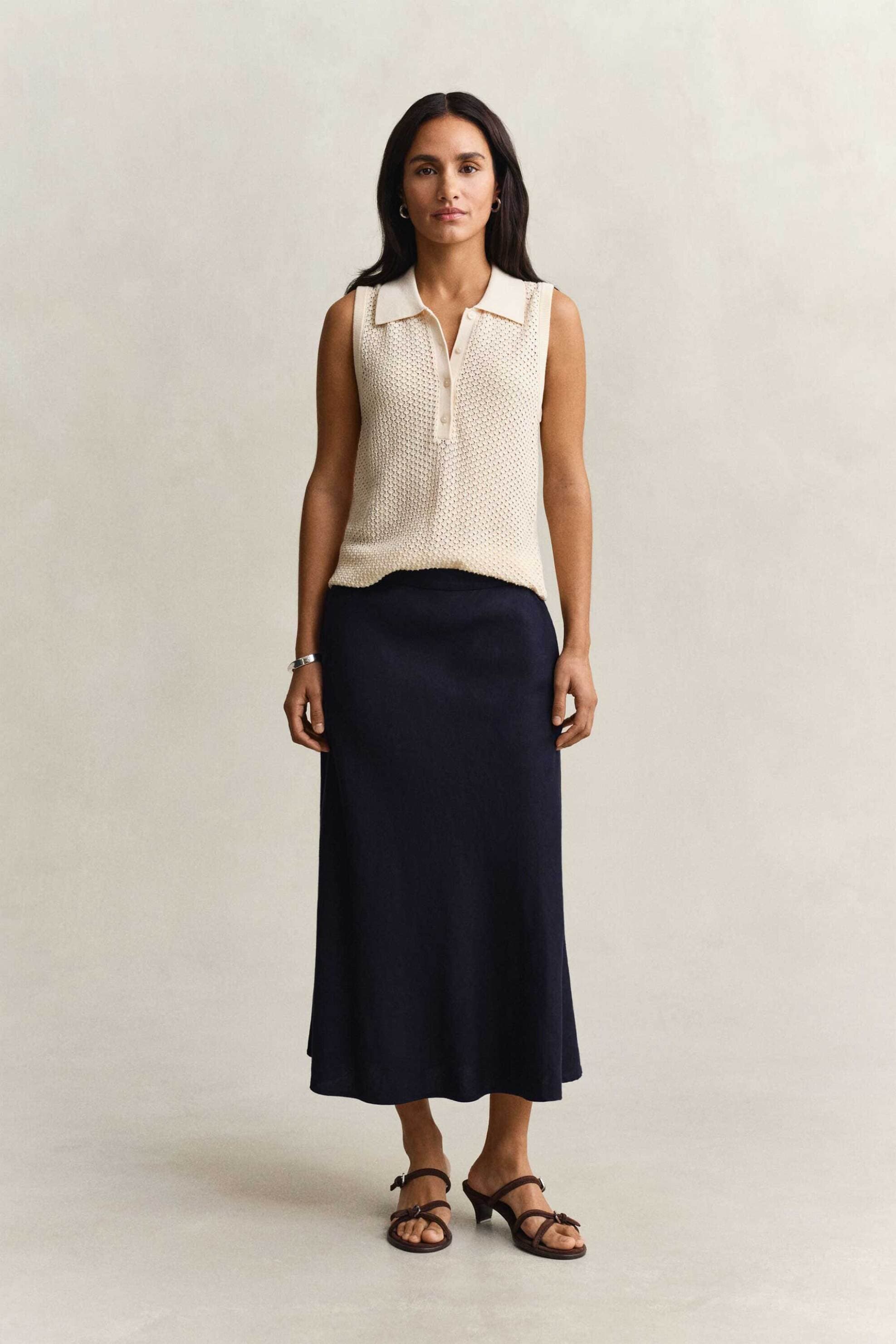 Gant γυναικεία midi φούστα ψηλόμεση με λινάρι Relaxed Fit