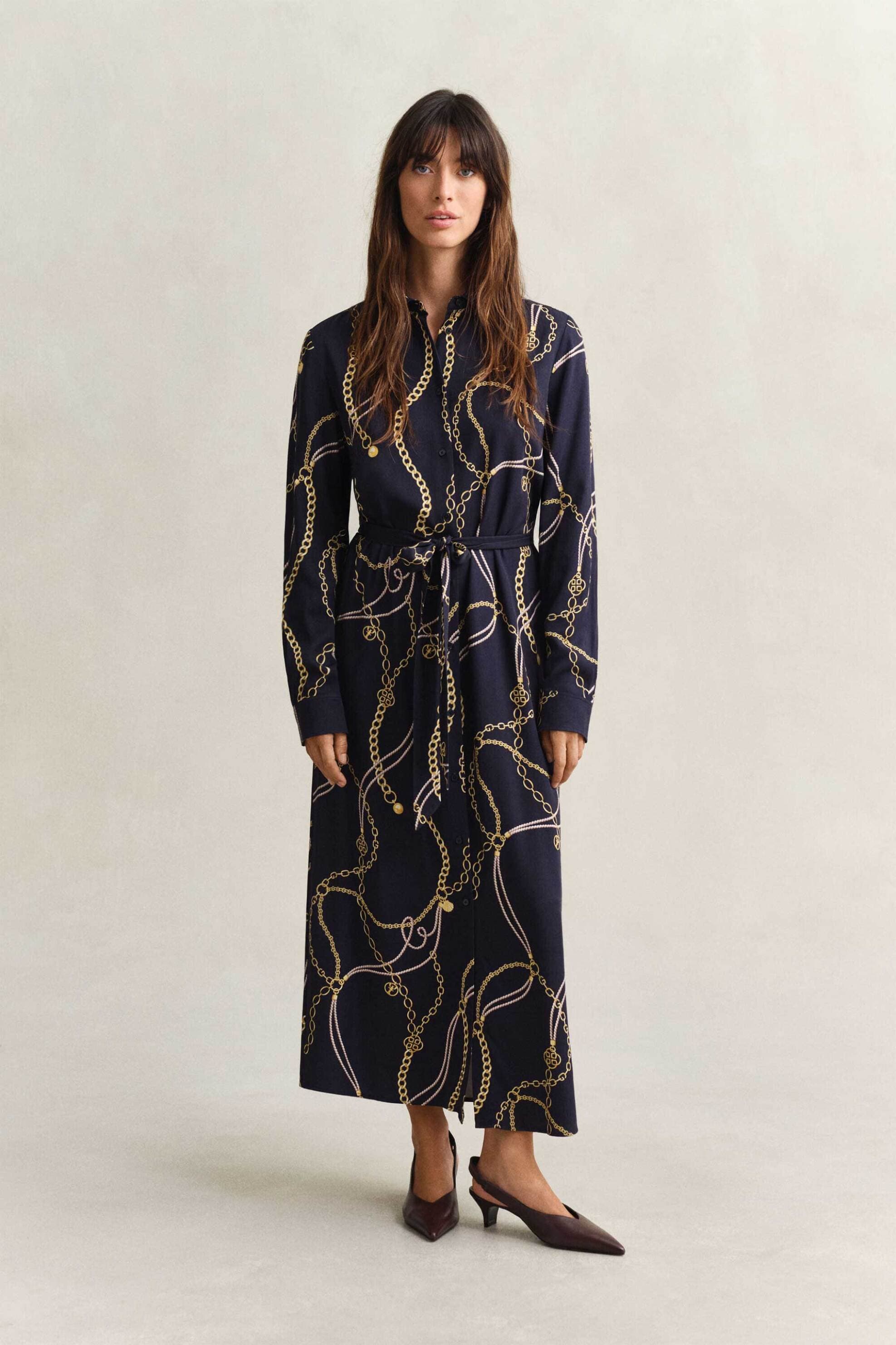Gant γυναικείο midi φόρεμα σεμιζιέ με print Regular Fit