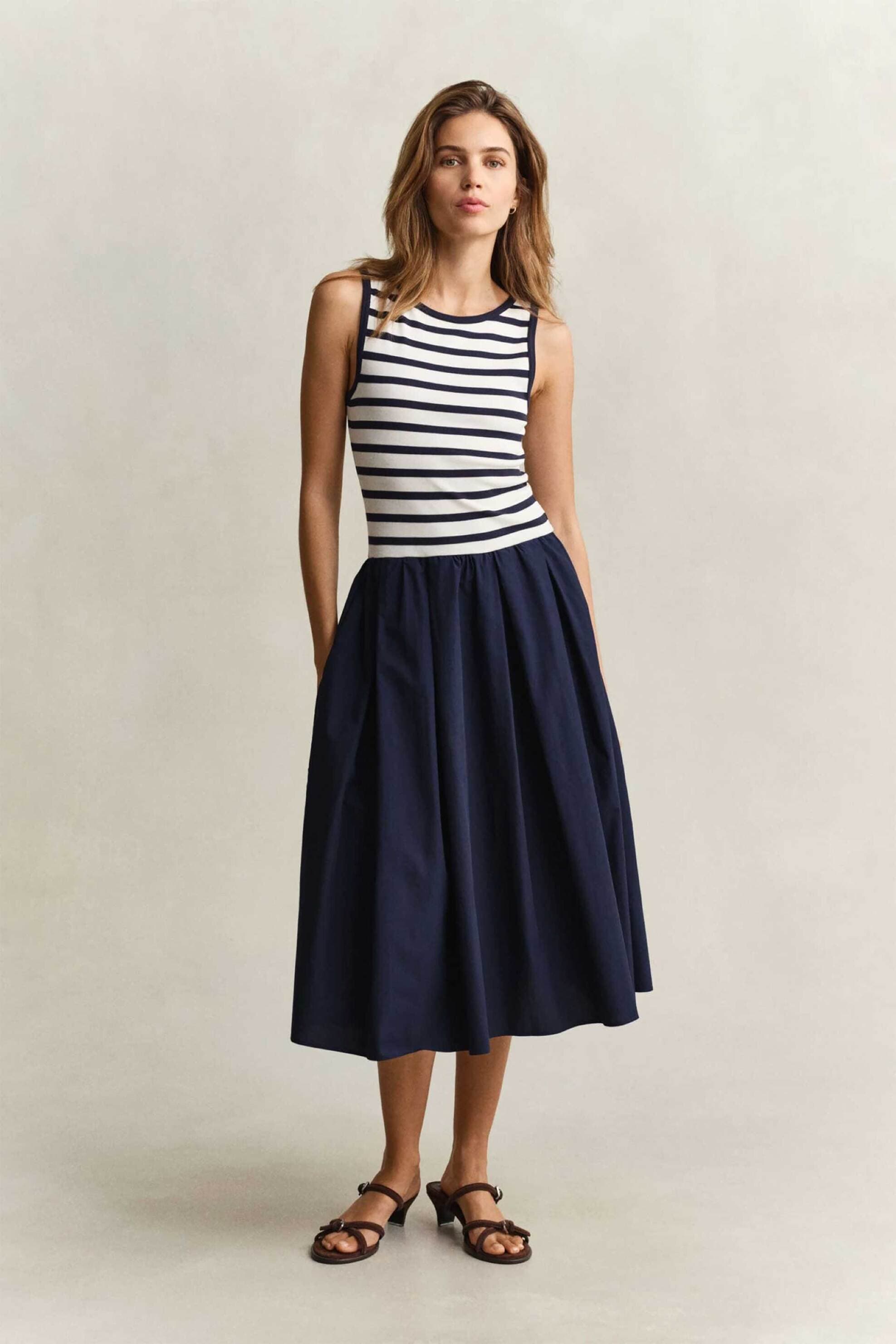 Gant γυναικείο midi φόρεμα αμάνικο Slim Fit