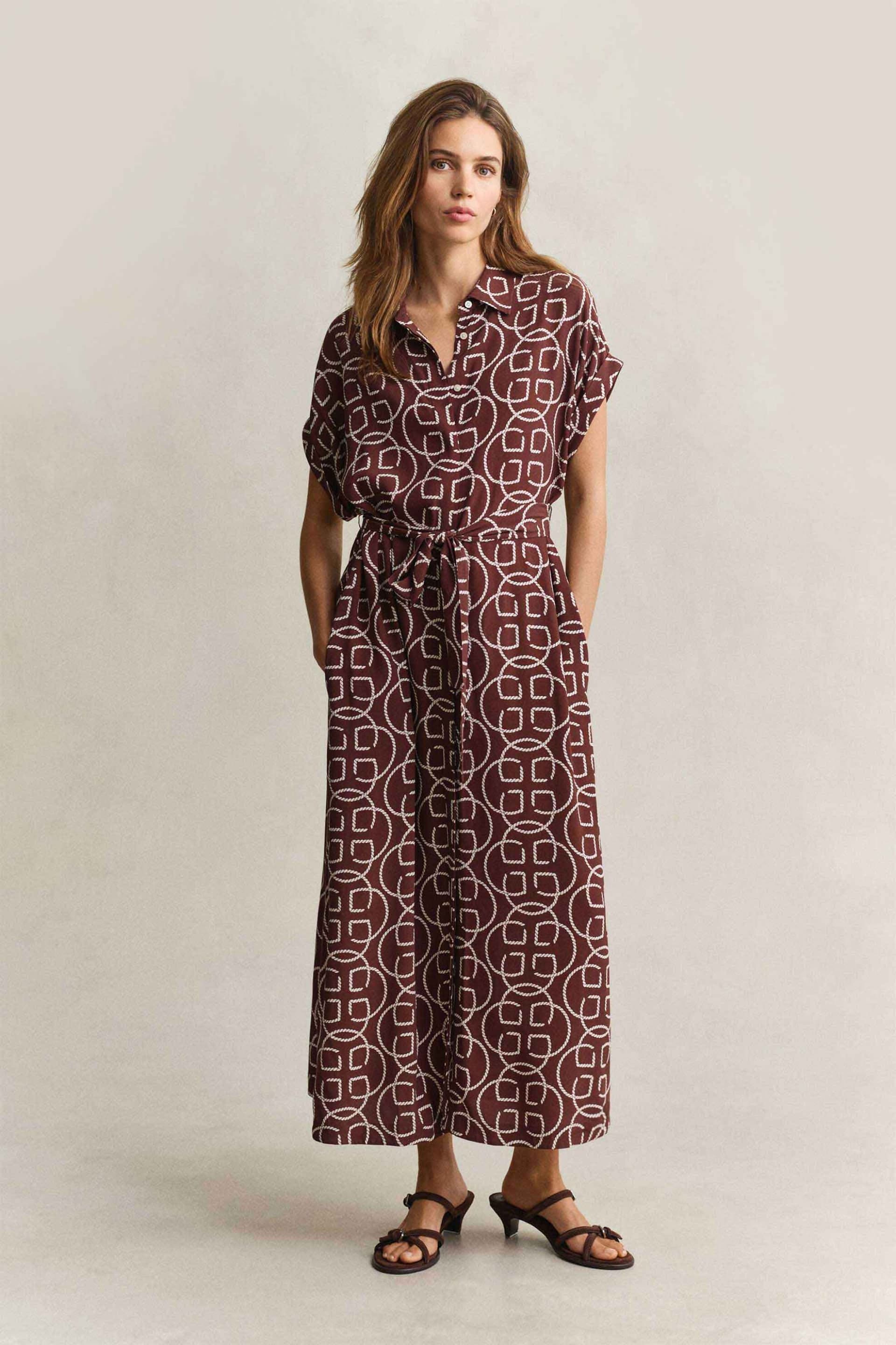 Gant γυναικείο midi φόρεμα σεμιζιέ με all-over monogram Relaxed Fit