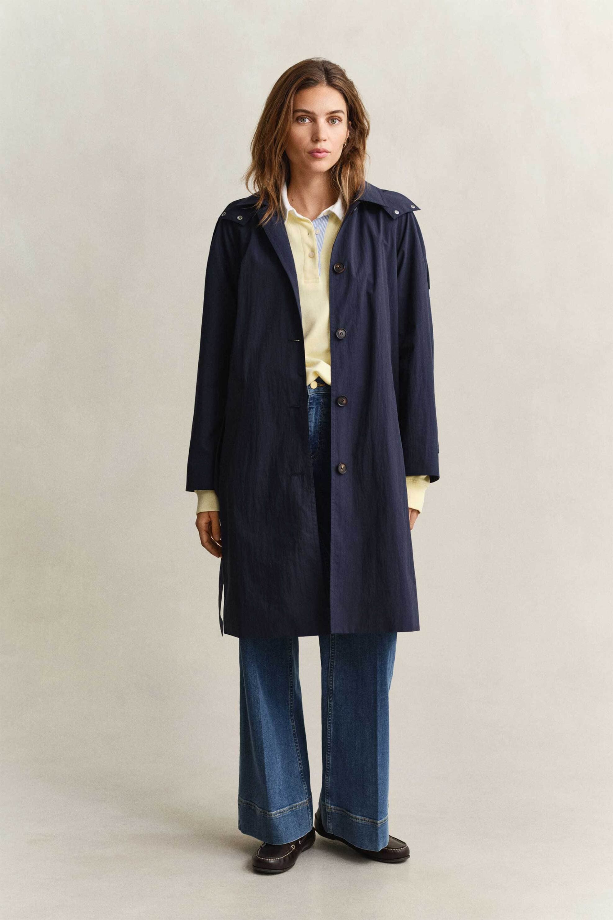 Gant γυναικείο αντιανεμικό παλτό με κουκούλα και ζώνη Regular Fit