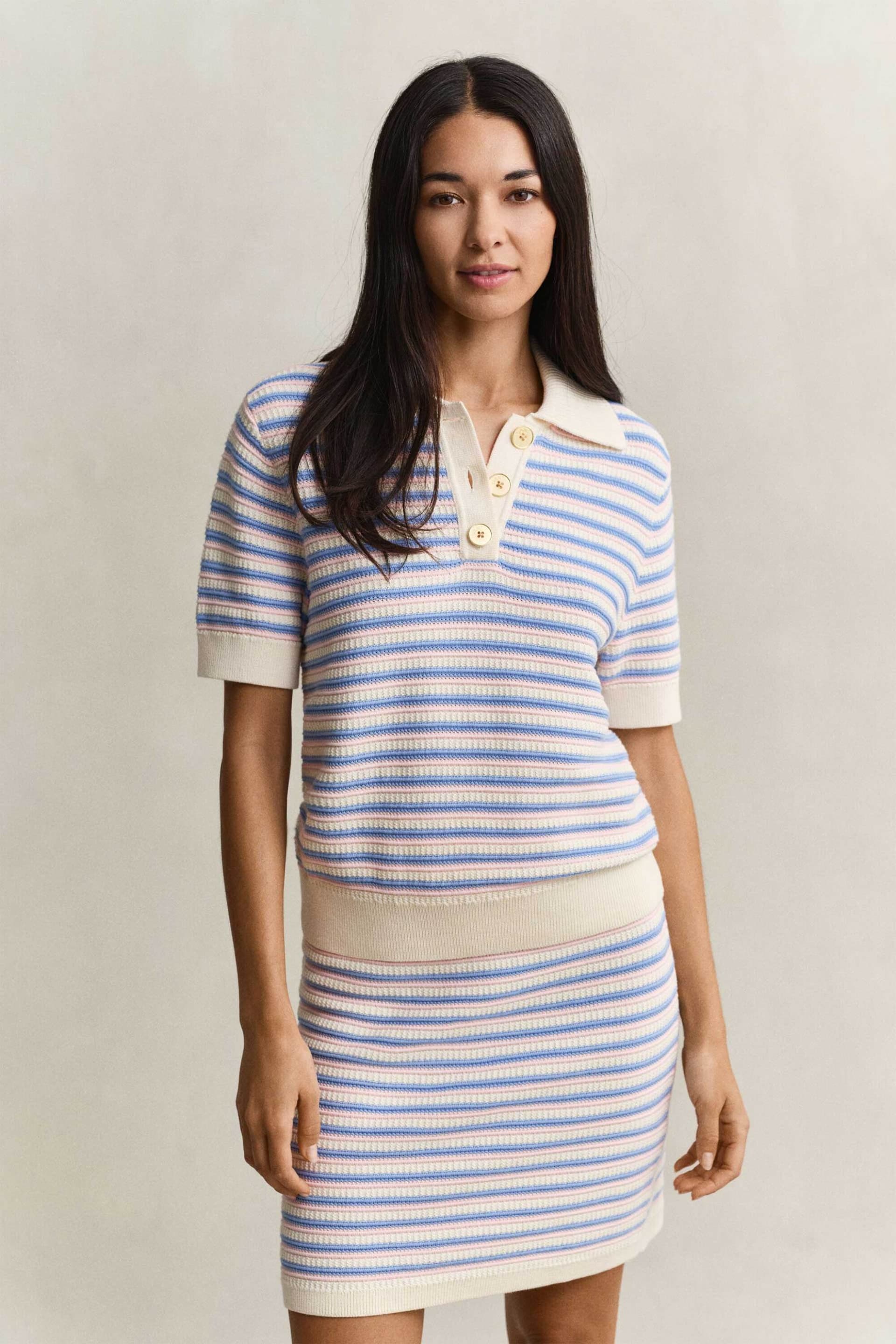 Gant γυναικεία πλεκτή μπλούζα πόλο textured με ριγέ σχέδιο Regular Fit