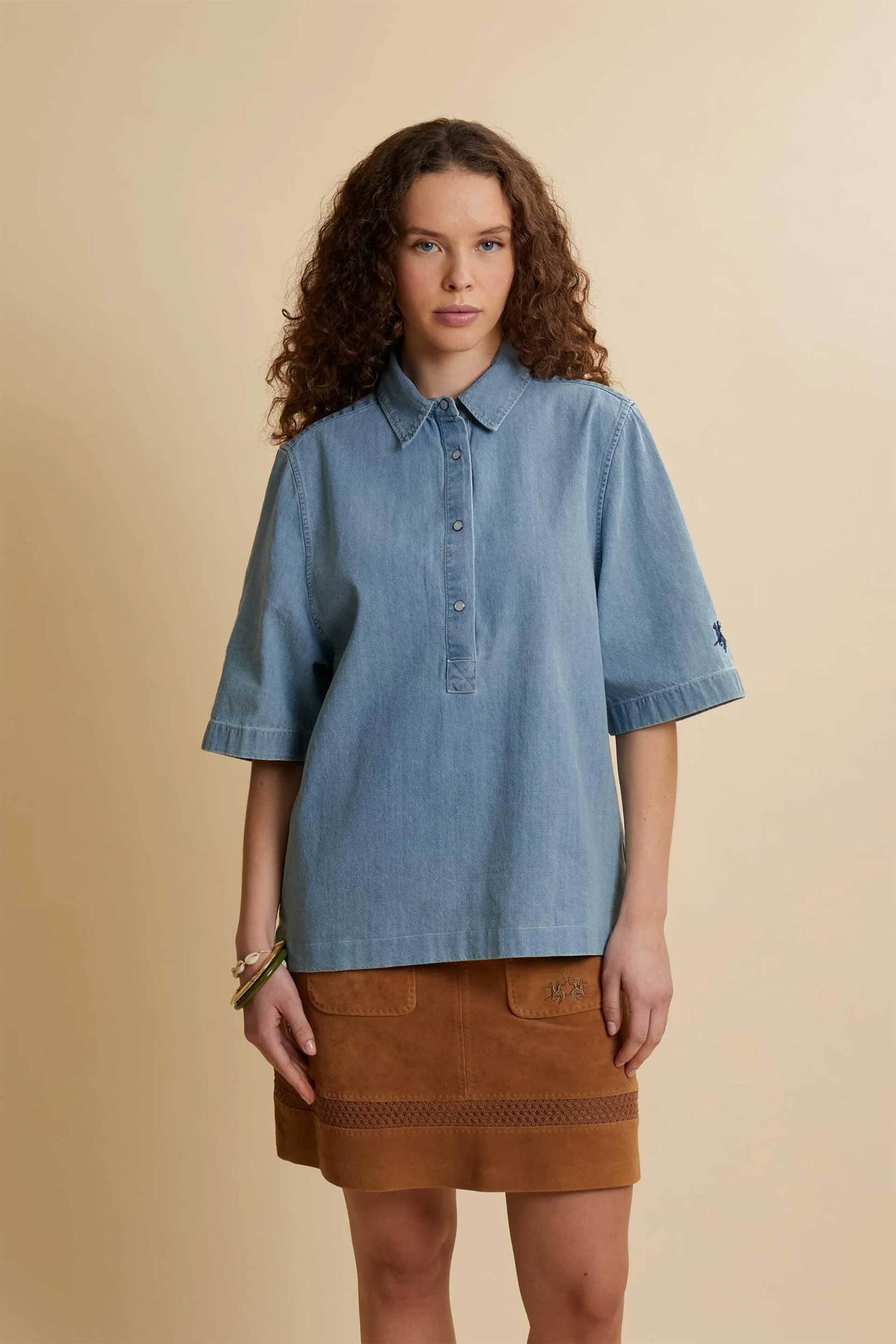 La Martina γυναικεία denim μπλούζα με λογότυπο Oversized Fit "Clarinda"