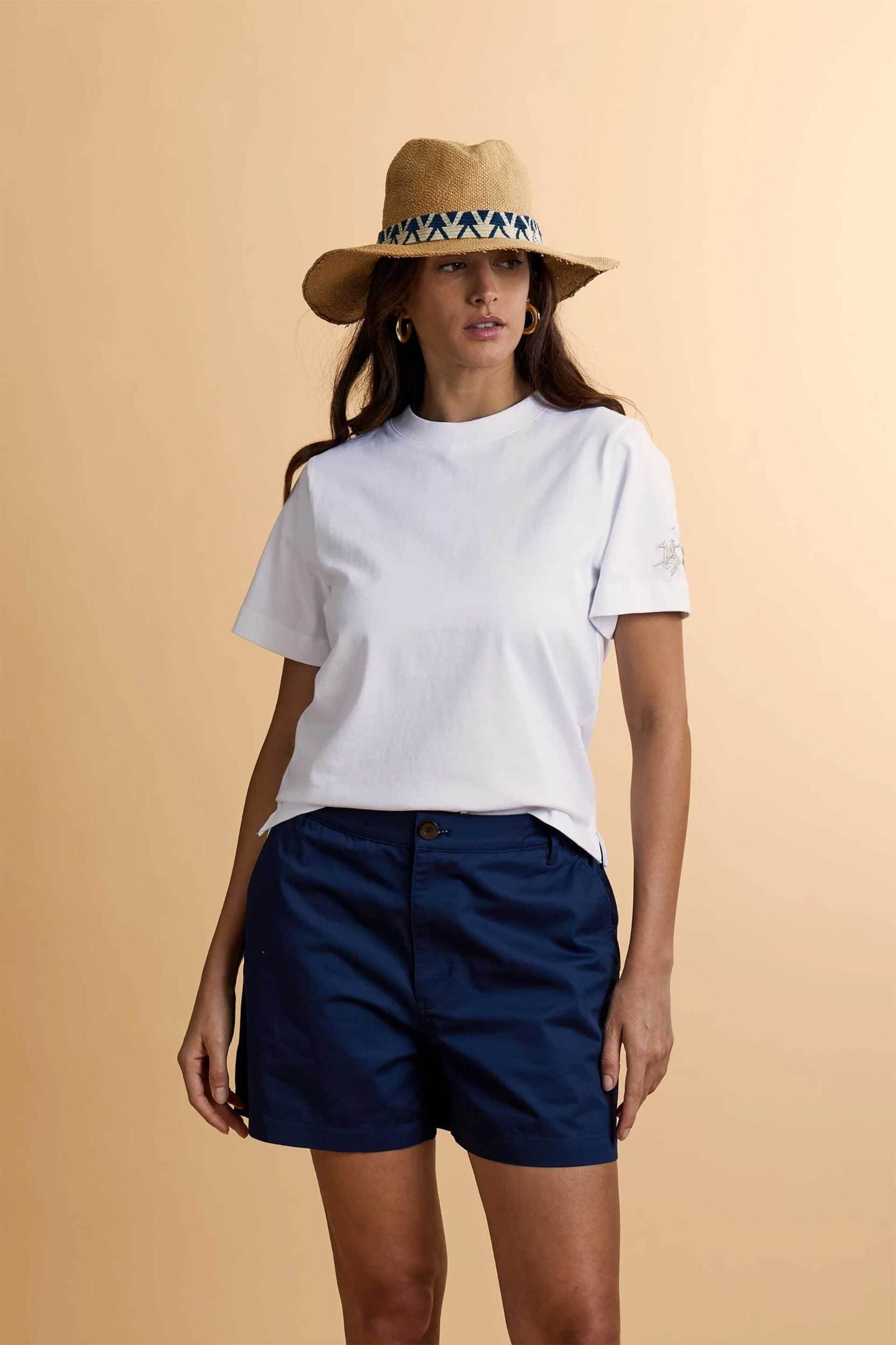 La Martina γυναικείο T-shirt με κεντημένο λογότυπο στο μανίκι Boxy Fit "Corina"