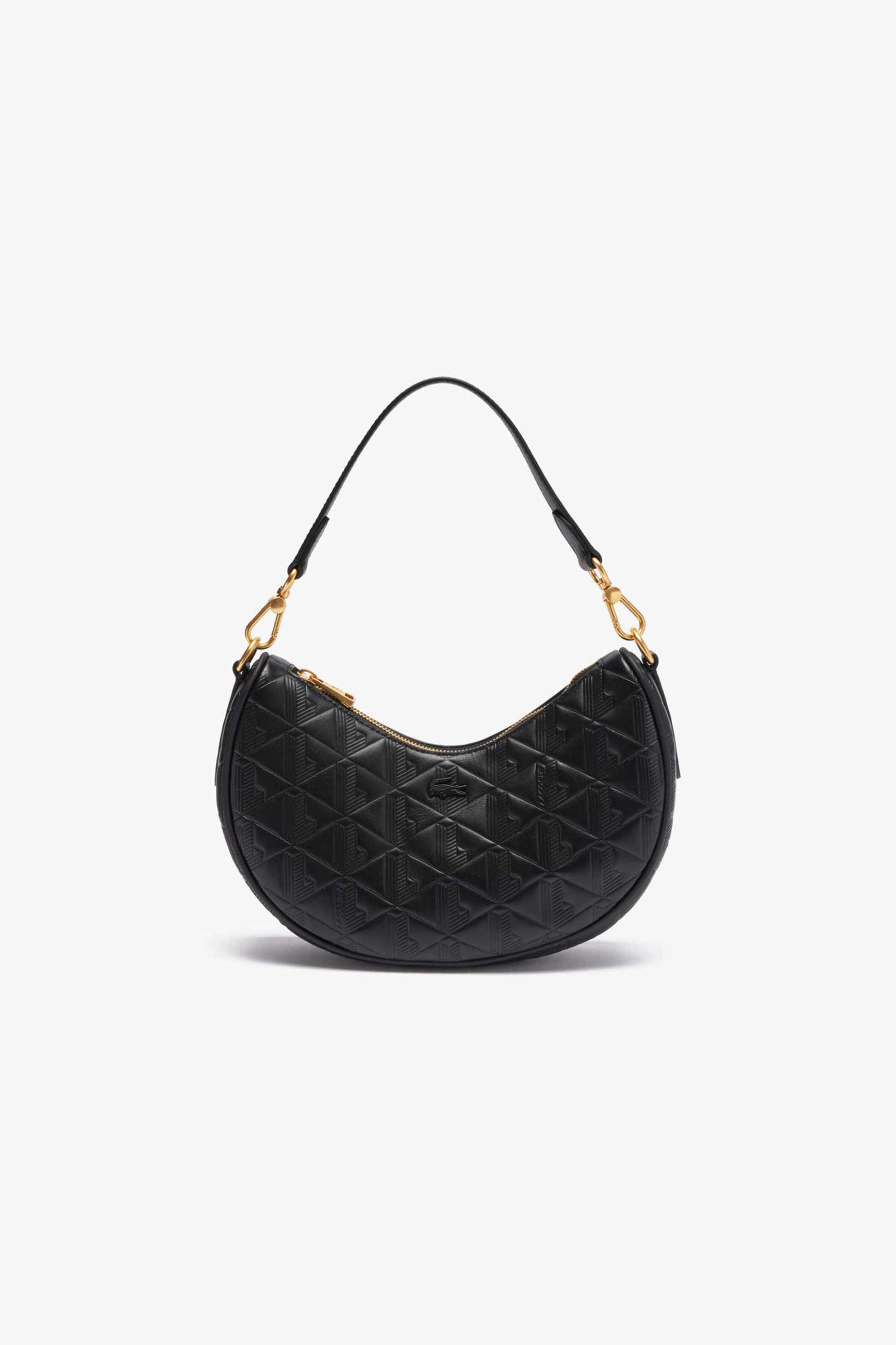 Lacoste γυναικεία δερμάτινη τσάντα ώμου με all-over monogram "Maheki Half Moon" | ONE SIZE