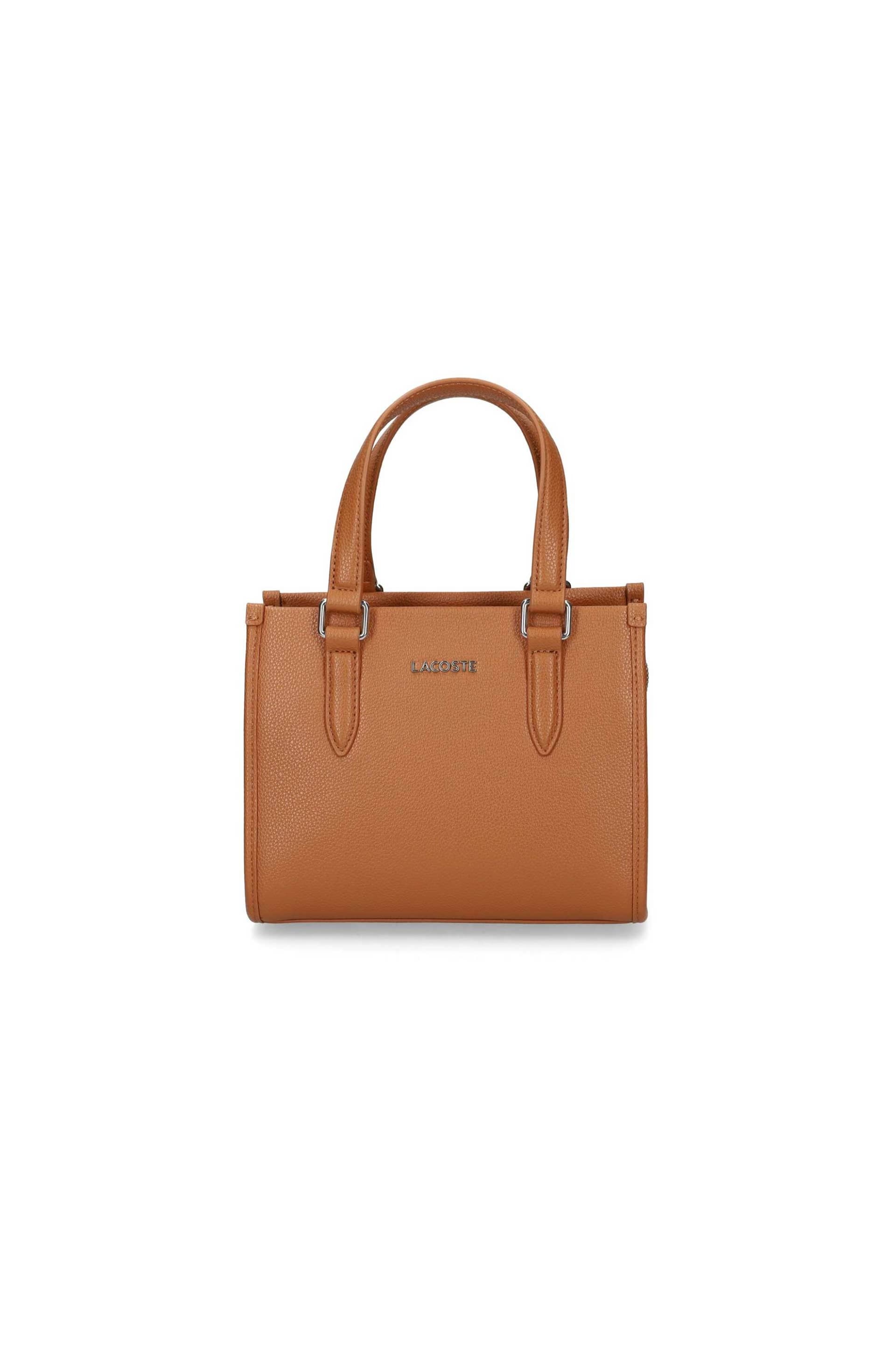 Lacoste γυναικεία τσάντα χειρός μονόχρωμη με μεταλλικό λογότυπο