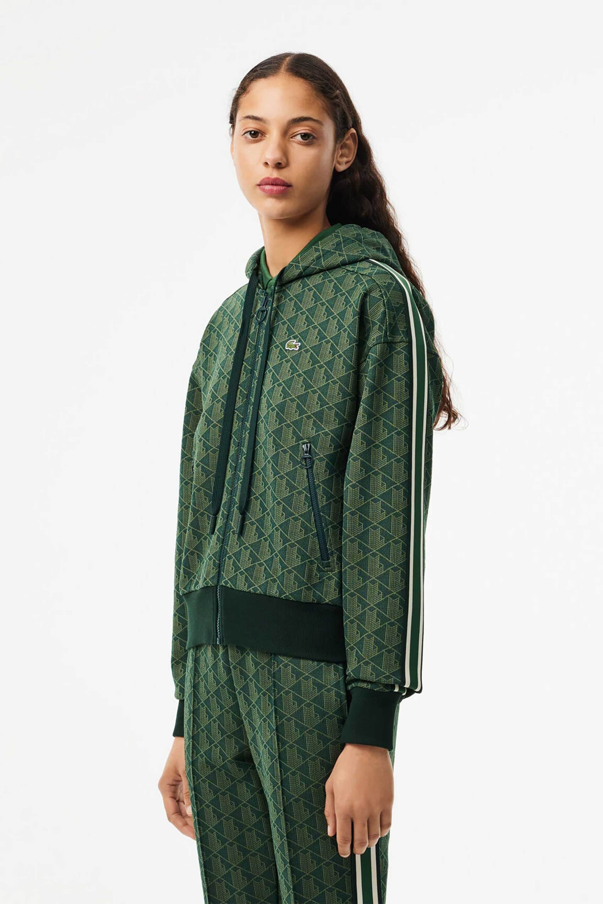 Lacoste γυναικεία ζακέτα φούτερ με κουκούλα και all-over monogram print Regular Fit