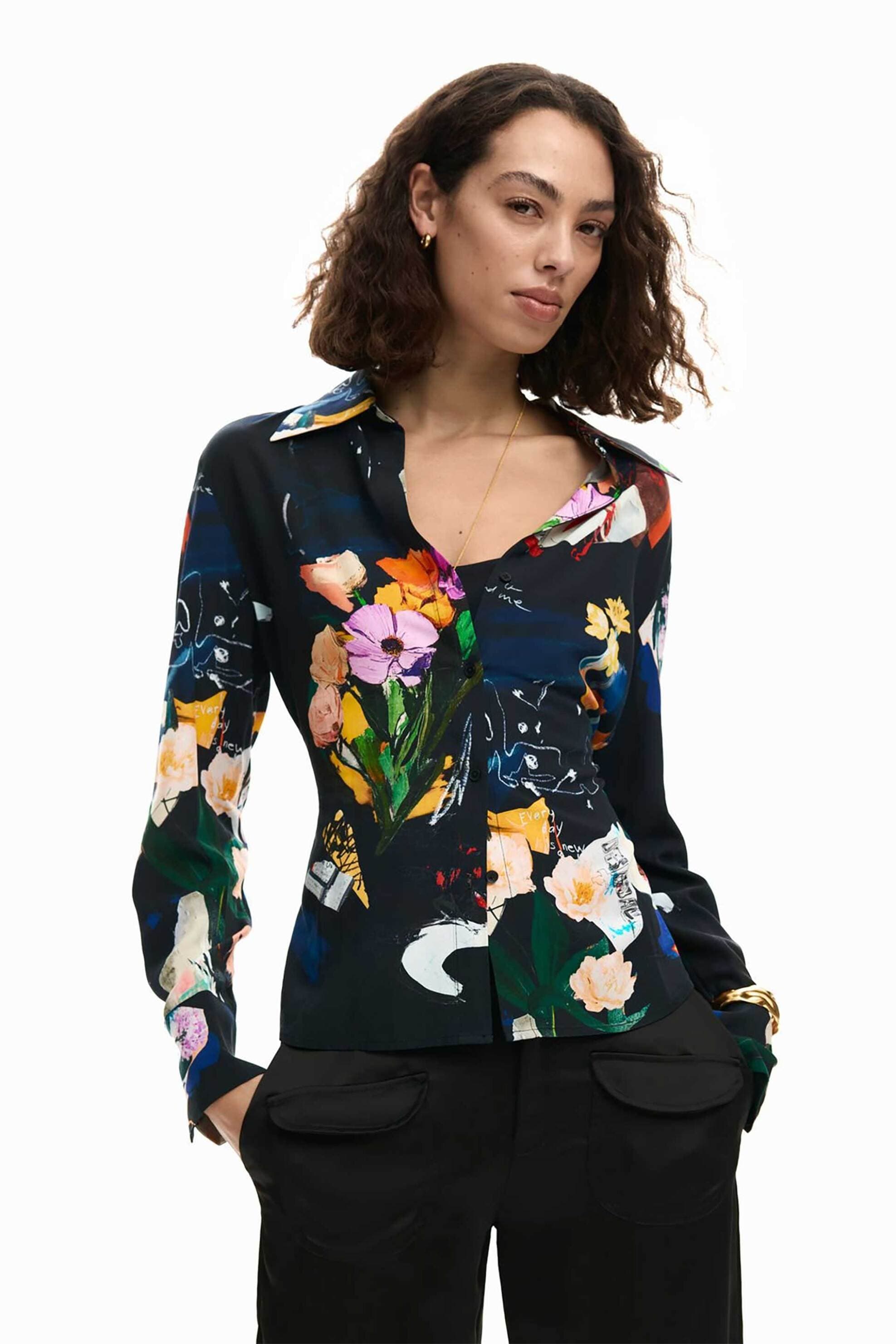 Desigual γυναικείo πουκάμισο με floral print "Cam Fereo"