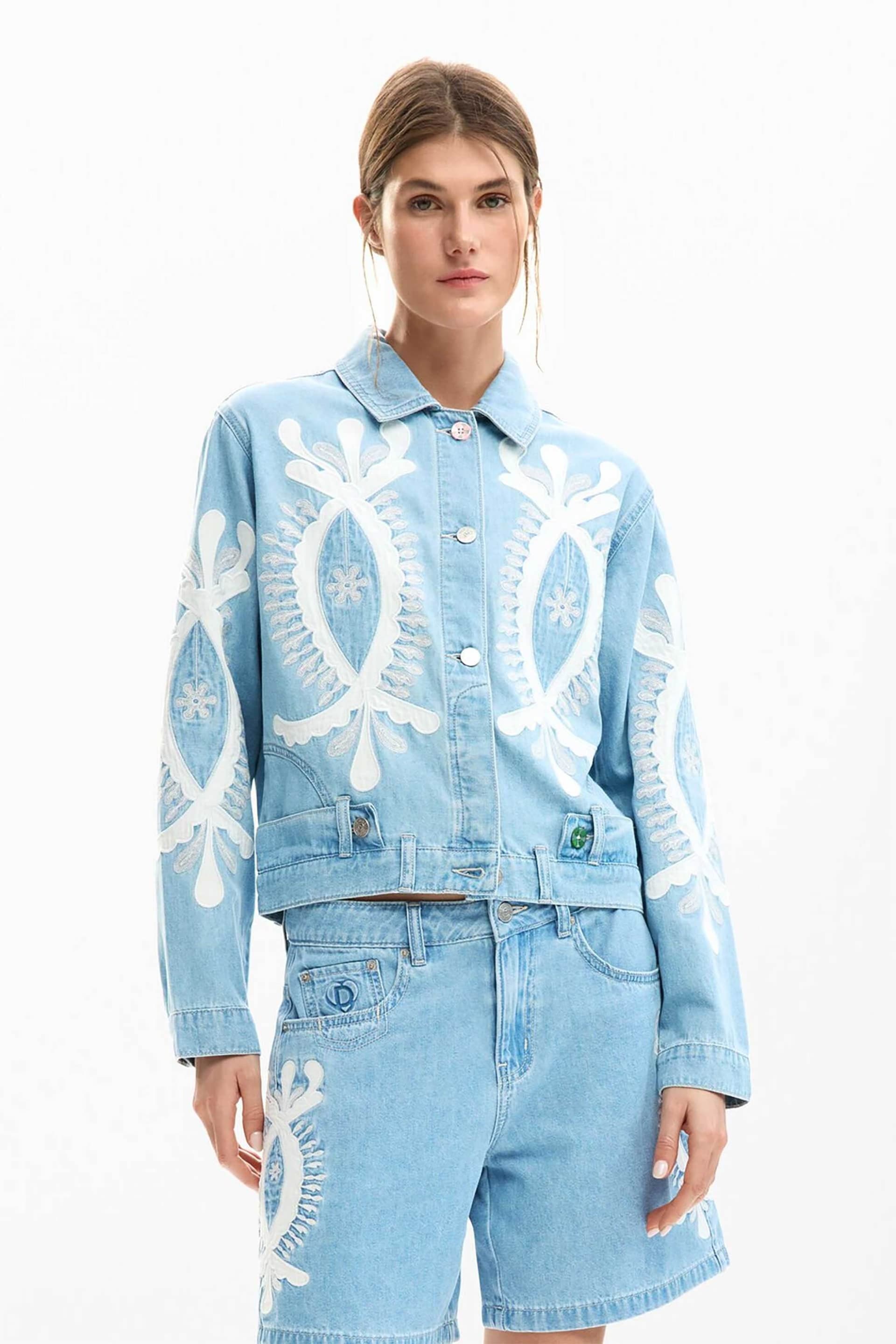 Desigual γυναικείo denim jacket με κεντήματα "Border"
