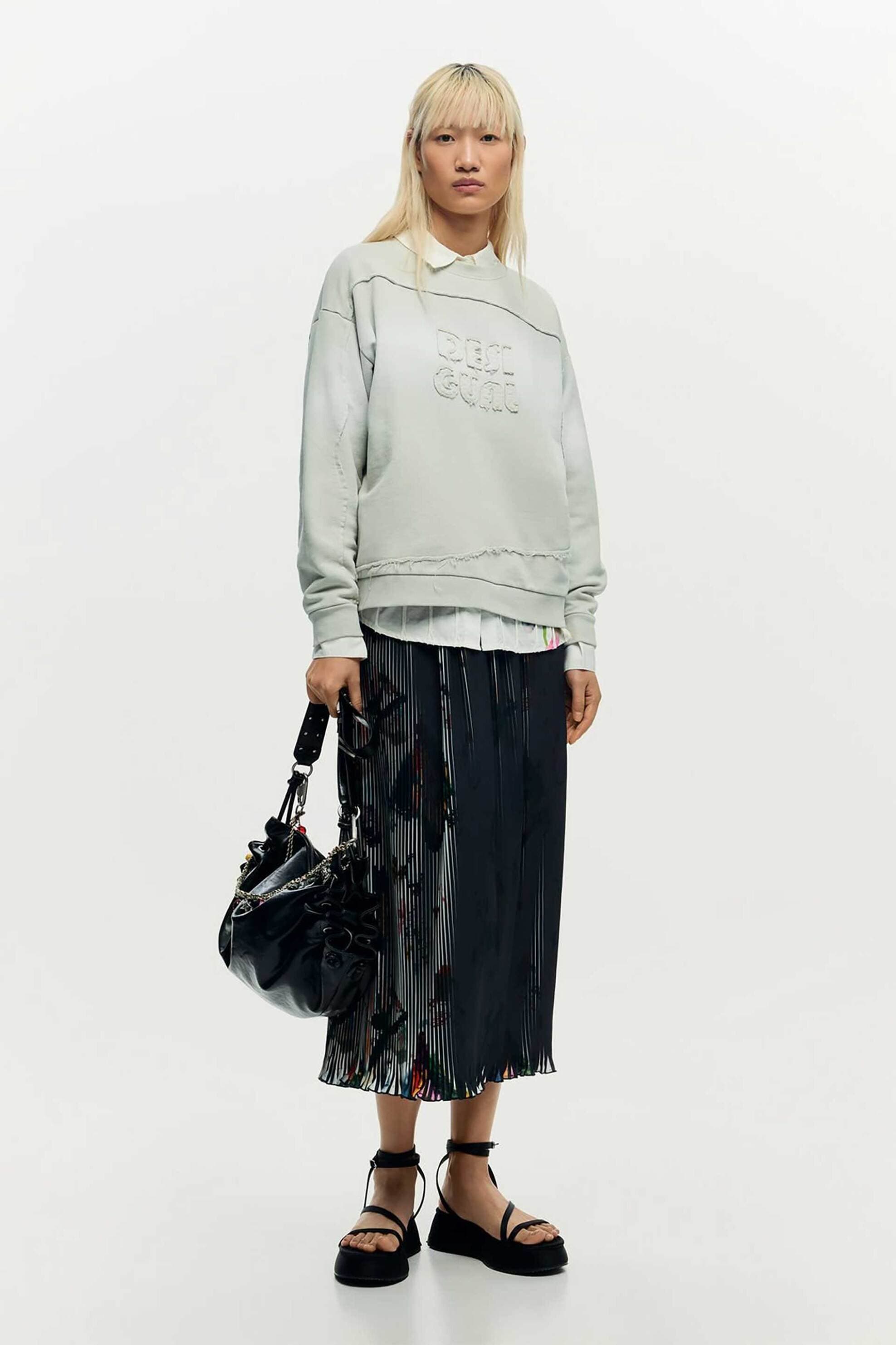 Desigual γυναικεία midi φούστα με arty print "Plis"