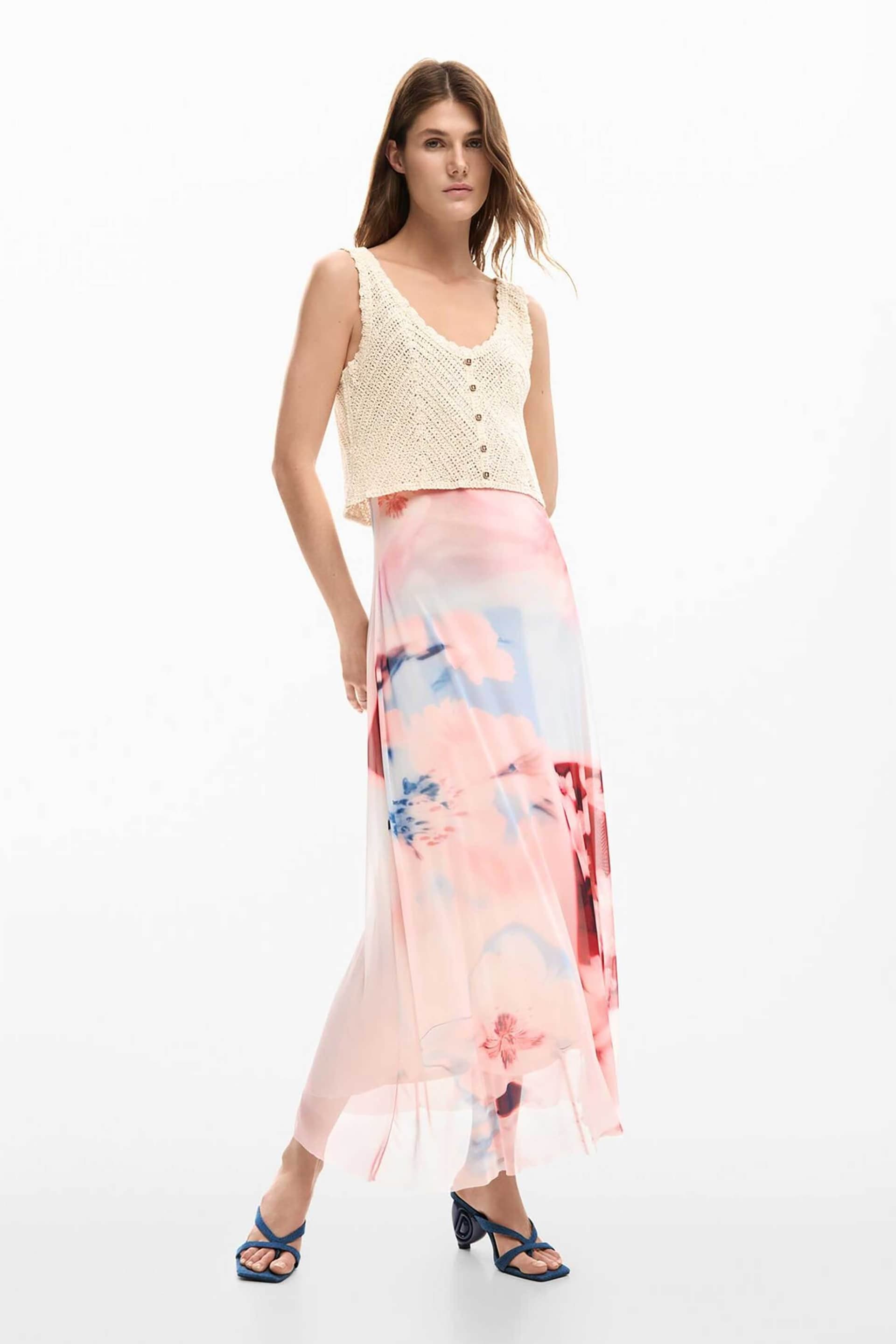 Desigual γυναικείο midi αμάνικο φόρεμα Regular Fit "Frida"