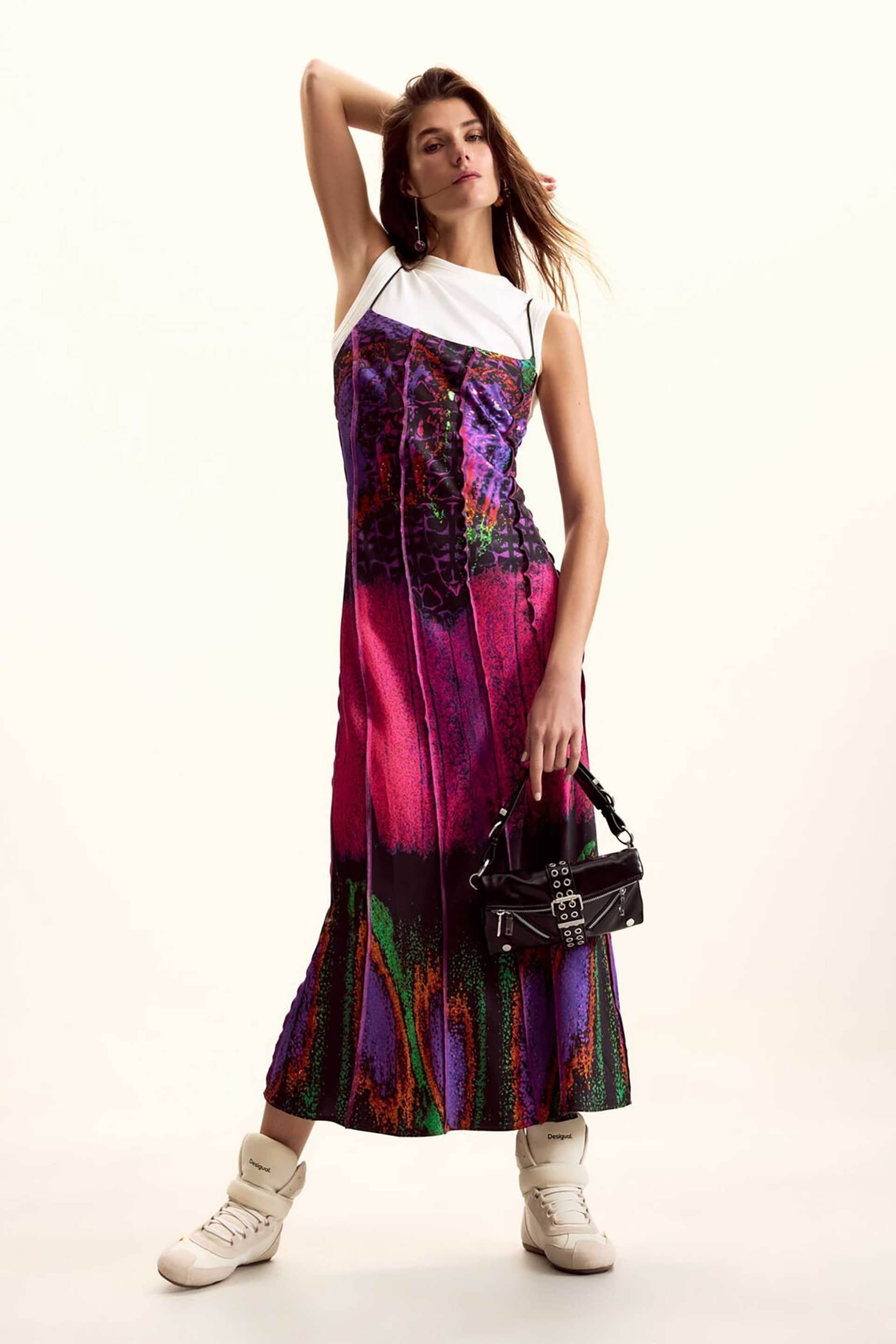 Desigual γυναικείο midi αμάνικο φόρεμα με all-over print "Alas" by Christian Lacroix