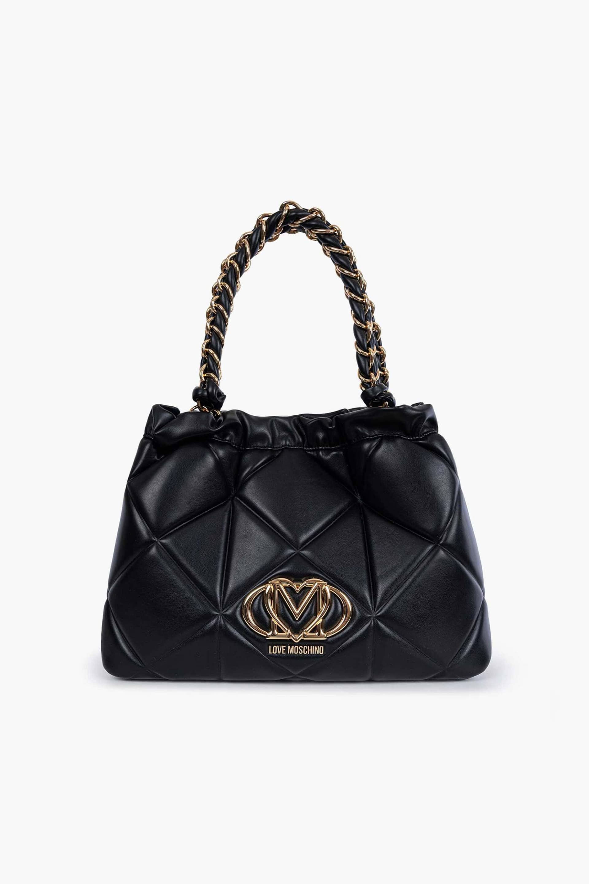 Love Moschino γυναικεία τσάντα χειρός καπιτονέ με μεταλλικό λογότυπο