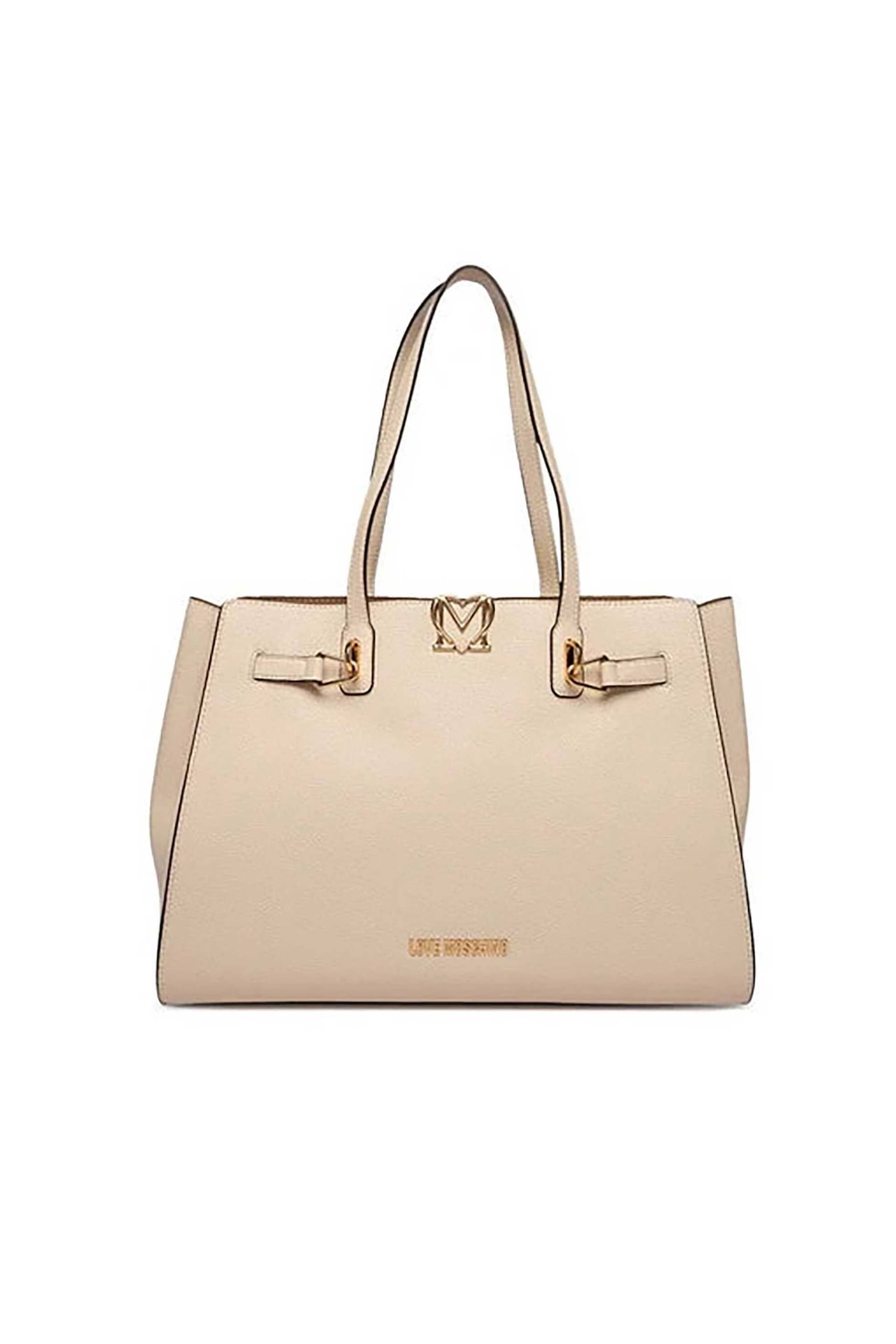 Love Moschino γυναικεία τσάντα shopper με μεταλλικό λογότυπο και σχήμα καρδιάς