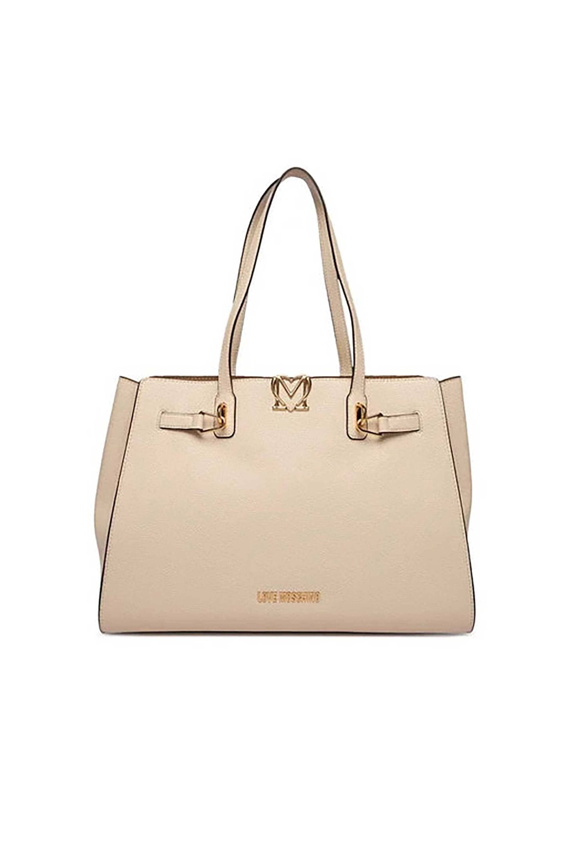 Love Moschino γυναικεία τσάντα shopper με μεταλλικό λογότυπο και σχήμα καρδιάς
