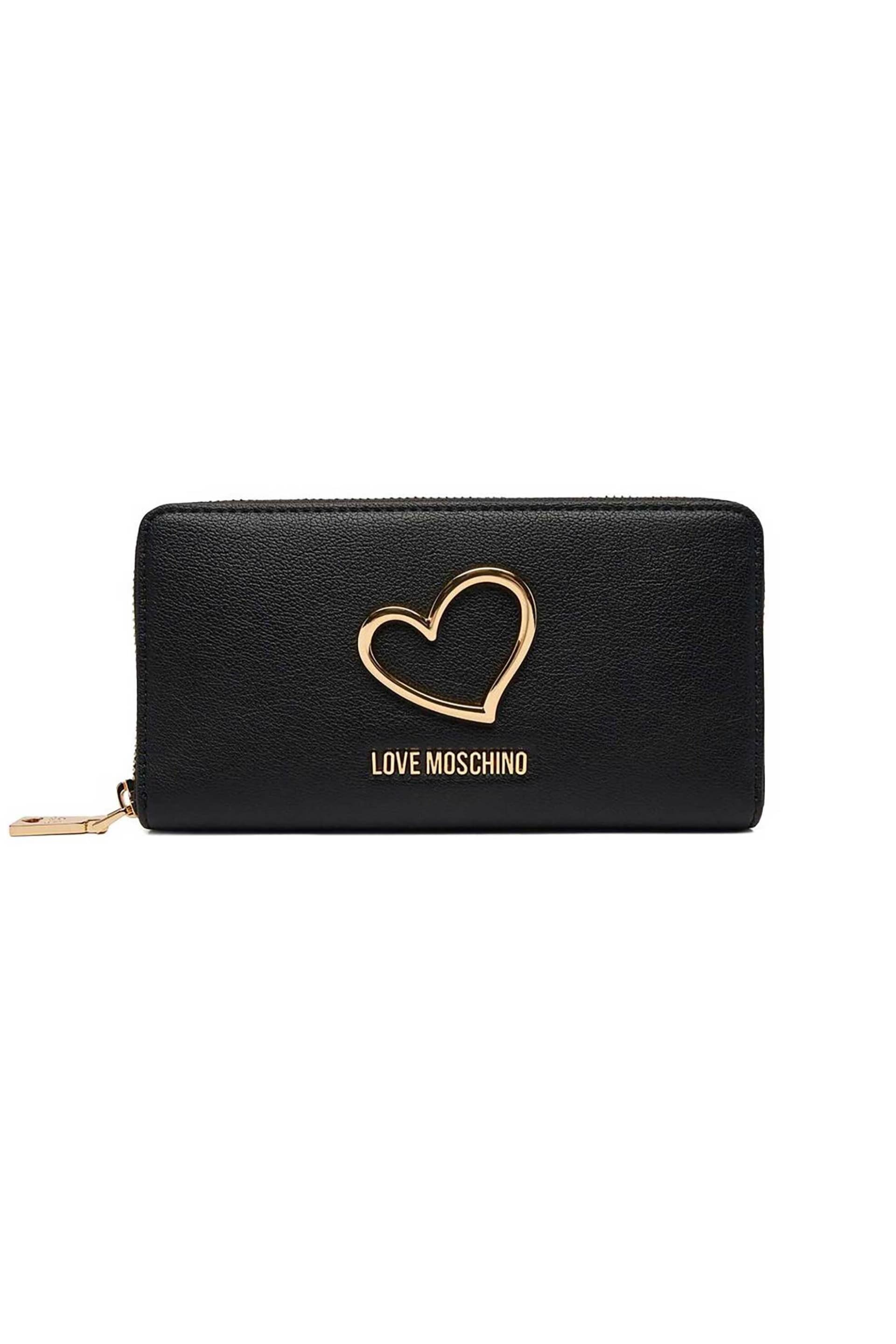 Love Moschino γυναικείο πορτοφόλι μονόχρωμο με μεταλλικό λογότυπο | ONE SIZE