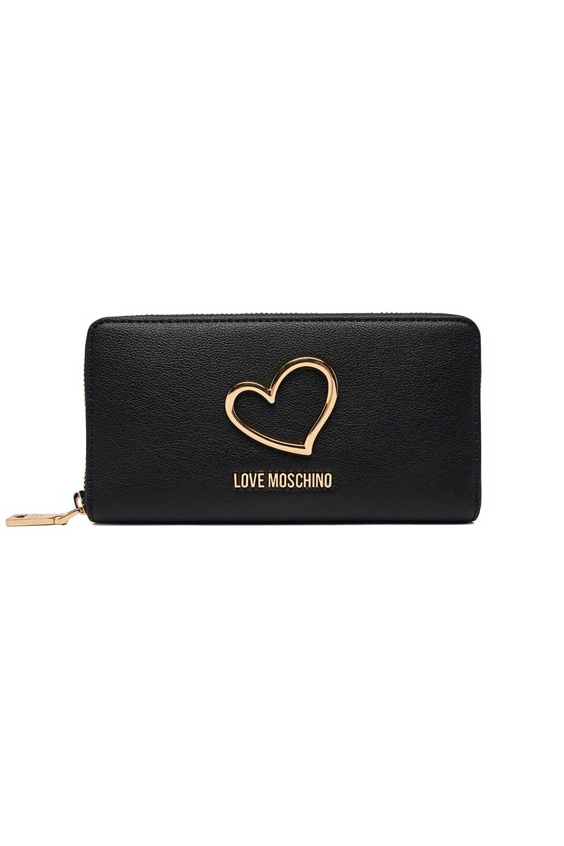 Love Moschino γυναικείο πορτοφόλι μονόχρωμο με μεταλλικό λογότυπο | ONE SIZE