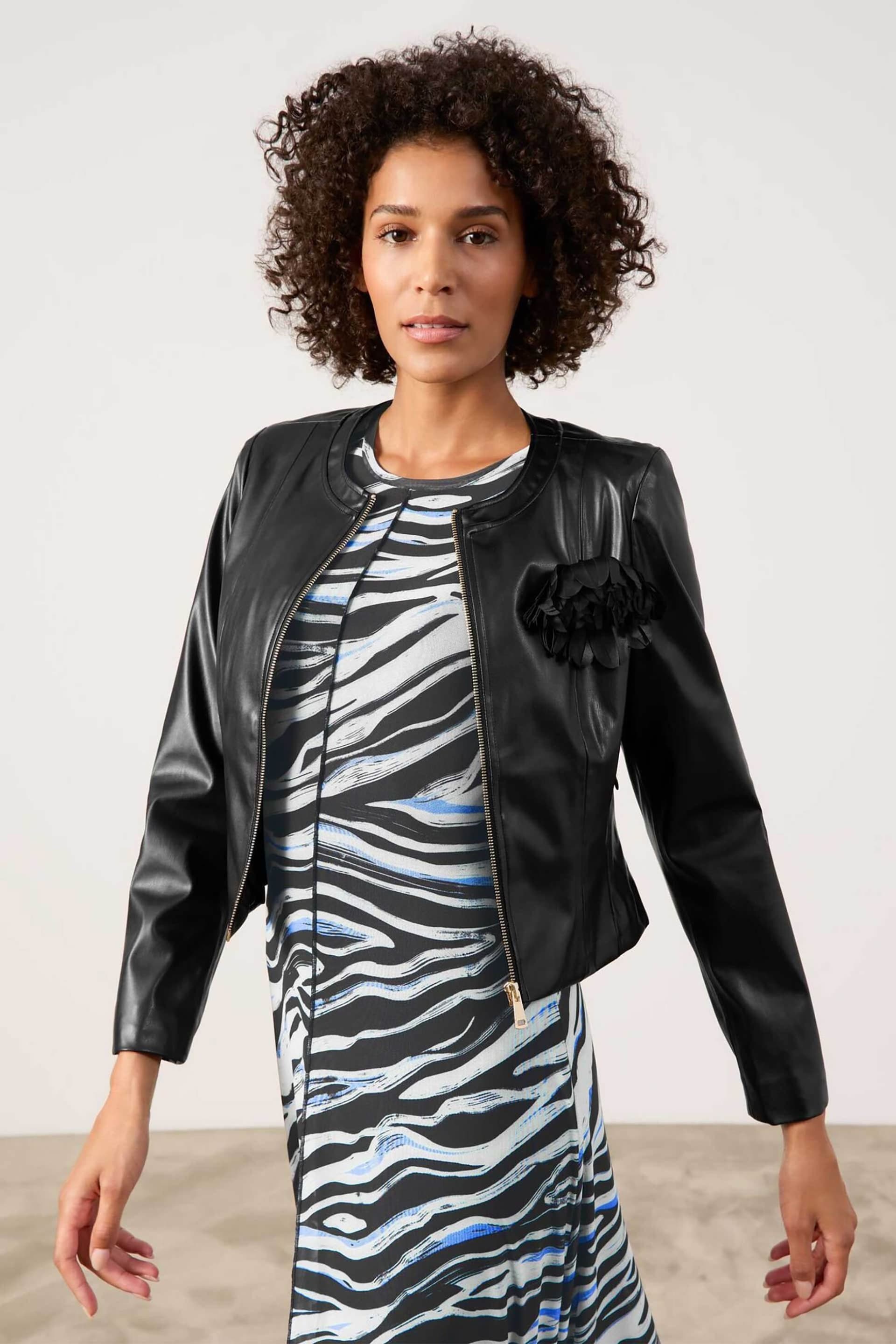 Gerry Weber γυναικείο jacket faux δέρμα με απλικέ λουλούδι