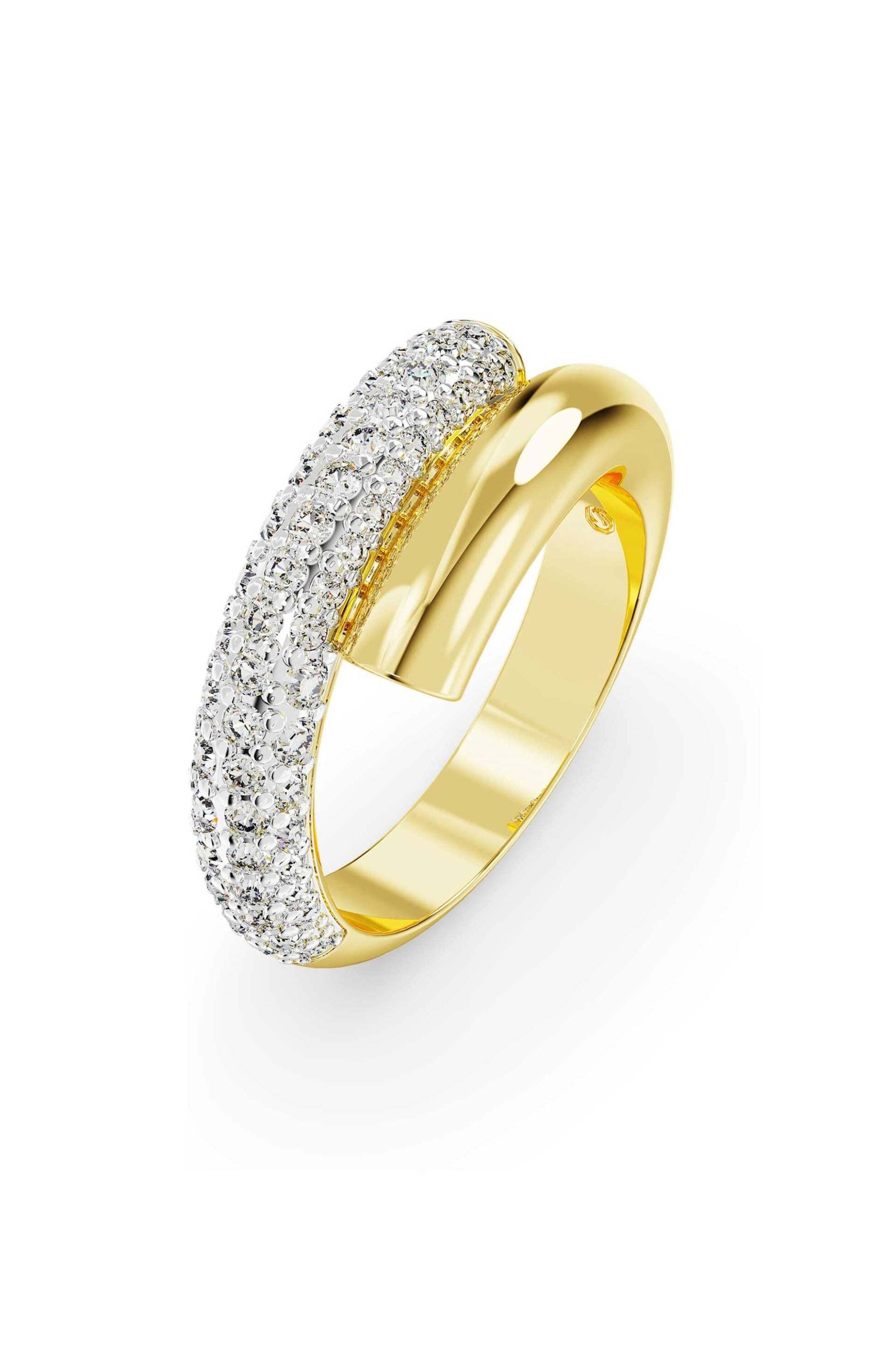 Swarovski γυναικείο δαχτυλίδι λευκό, επιμετάλλωση σε χρυσαφί τόνο "Dextera" (50)