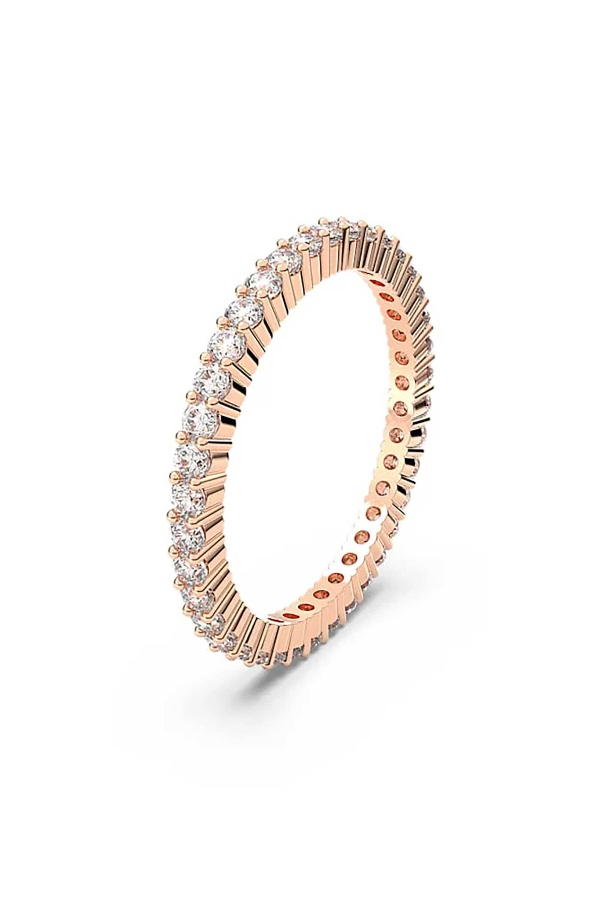 Swarovski γυναικείο δαχτυλίδι στρογγυλή κοπή, λευκό, φινίρισμα σε σαμπανί τόνο "Matrix Vittore" (60)