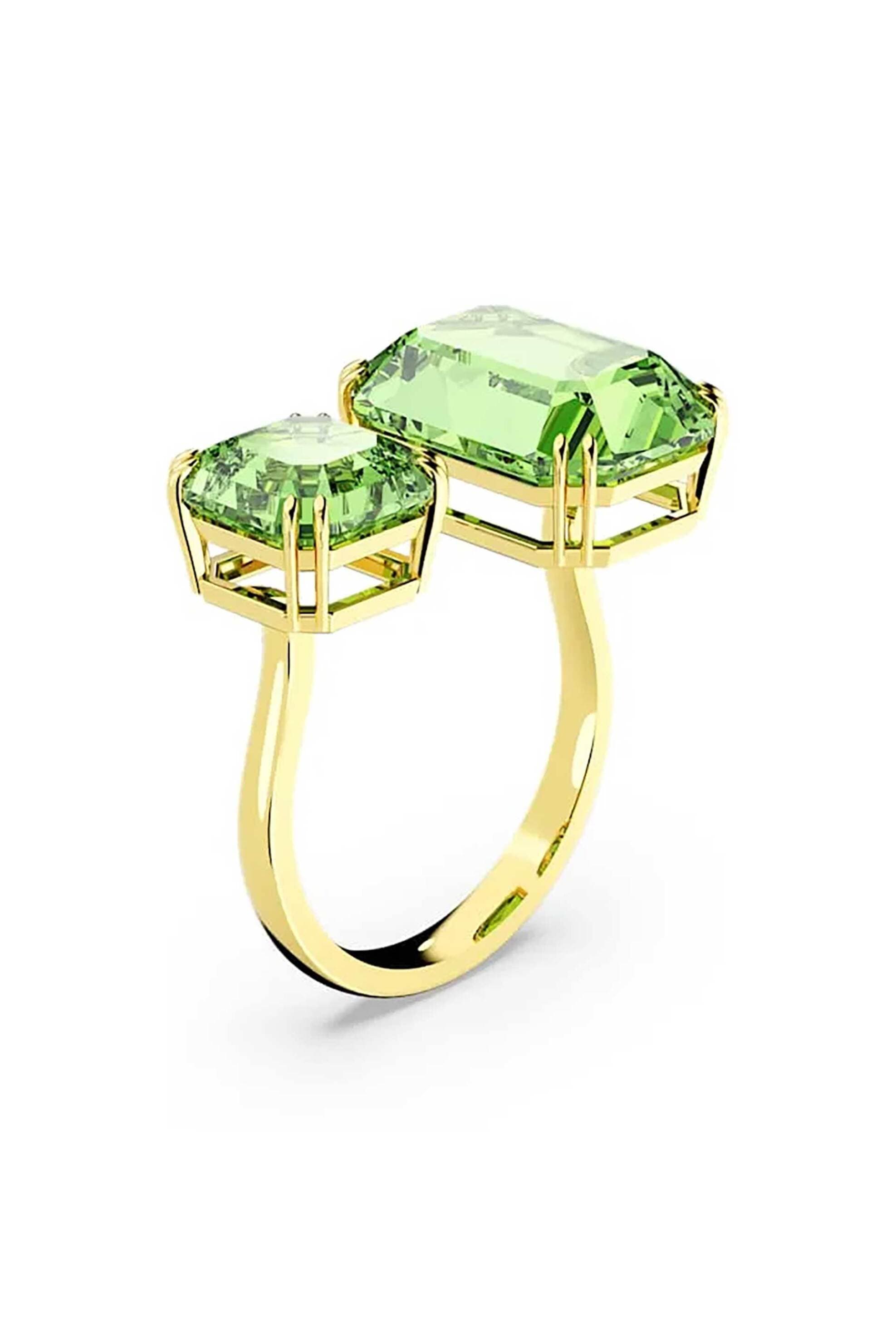 Swarovski γυναικείο ανοιχτό δαχτυλίδι, οκταγωνική κοπή, επιμετάλλωση σε χρυσό τόνο (52)