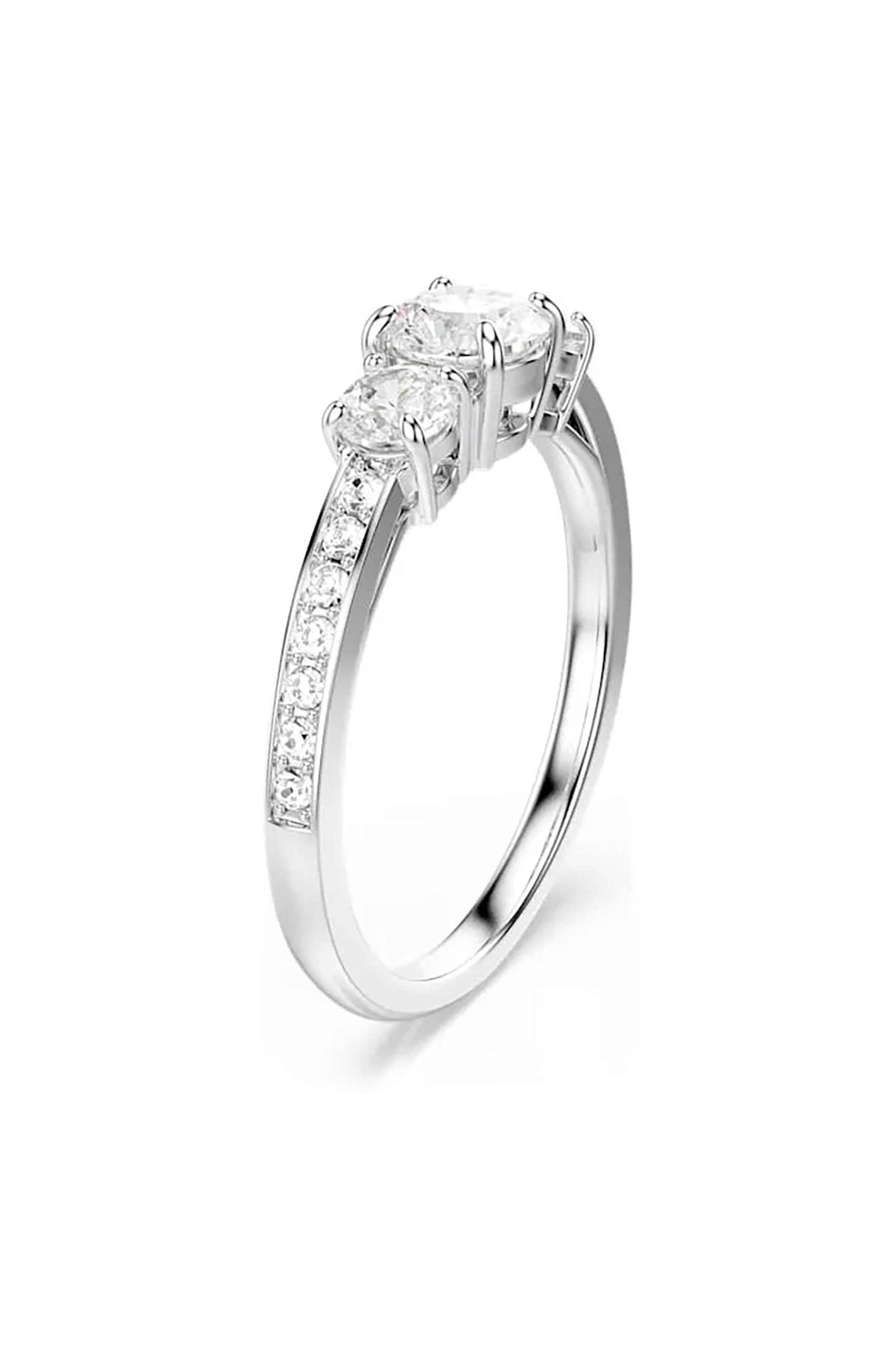 Swarovski γυναικείο δαχτυλίδι, στρογγυλή κοπή, λευκό, φινίρισμα σε ασημένιο τόνο "Stilla Attract" (58)