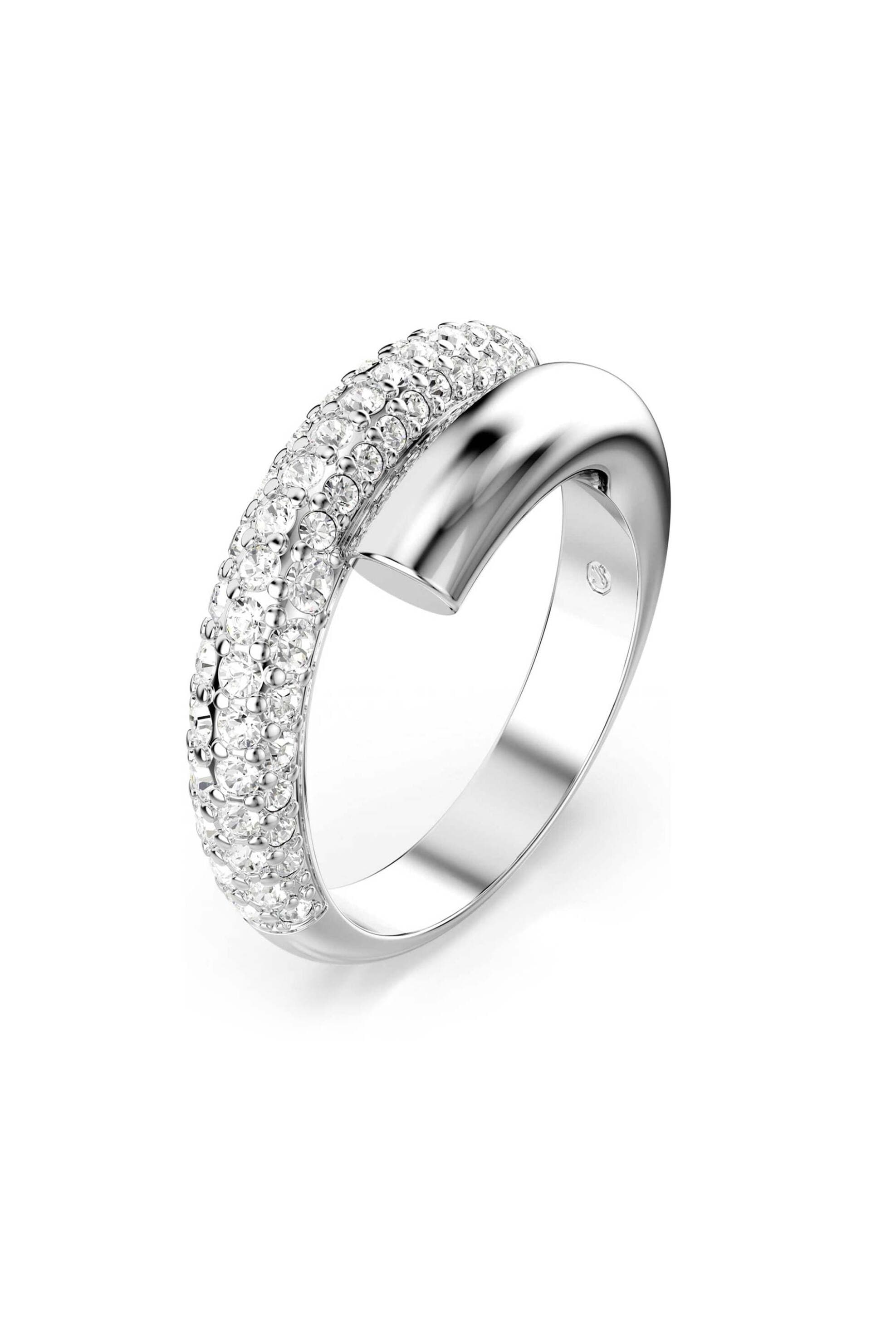 Swarovski γυναικείο δαχτυλίδι λευκό, επιμετάλλωση ροδίου "Dextera" (55)