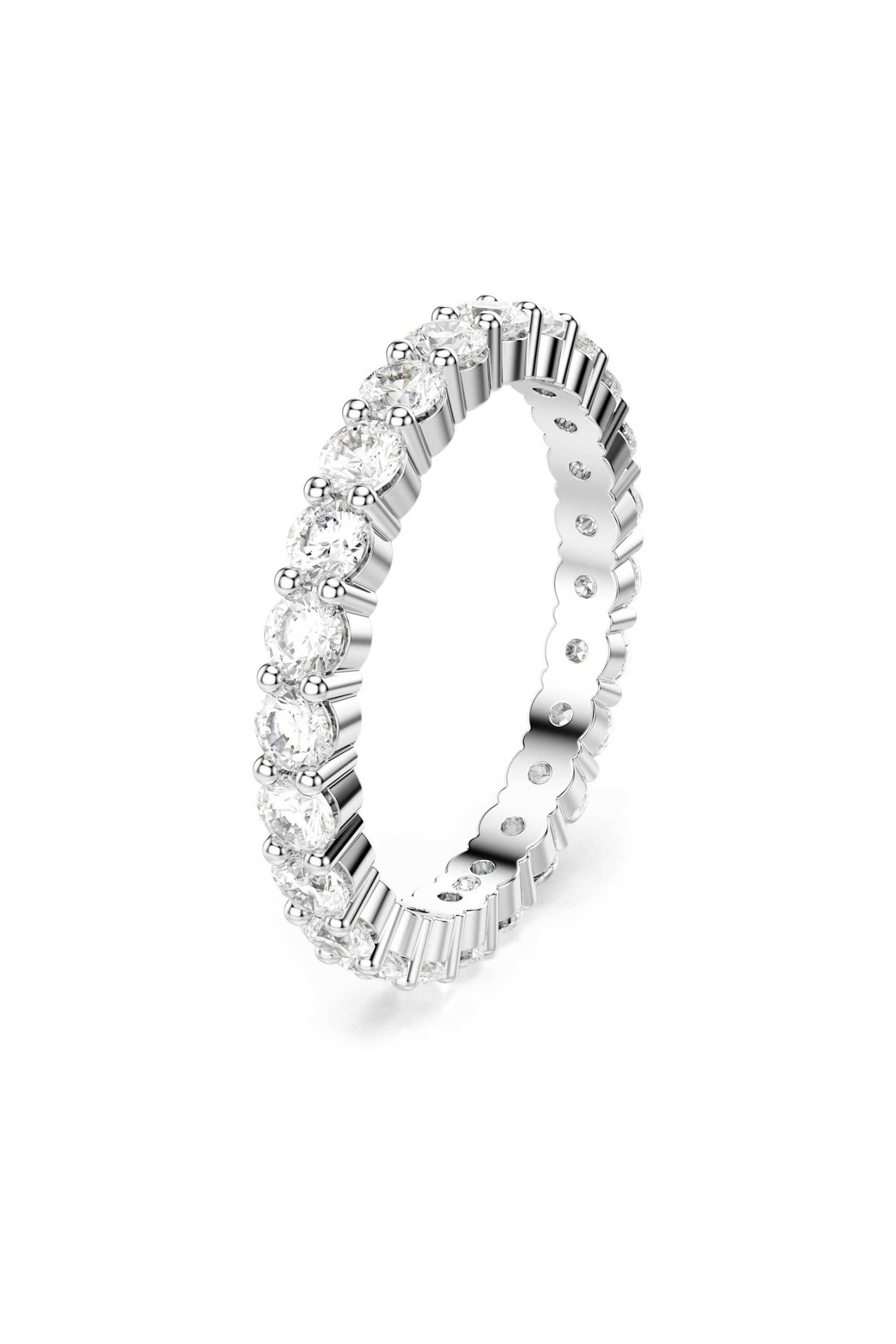 Swarovski γυναικείο δαχτυλίδι στρογγυλή κοπή, λευκό, φινίρισμα σε ασημένιο τόνο "Matrix Vittore" (55)